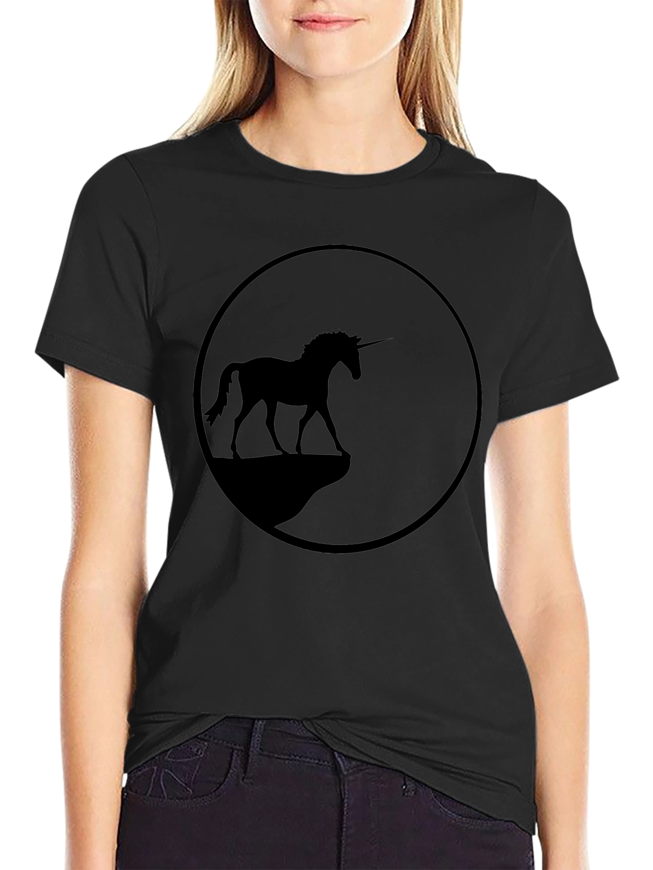 Unicorn Silhouette Graphic Tee - Black