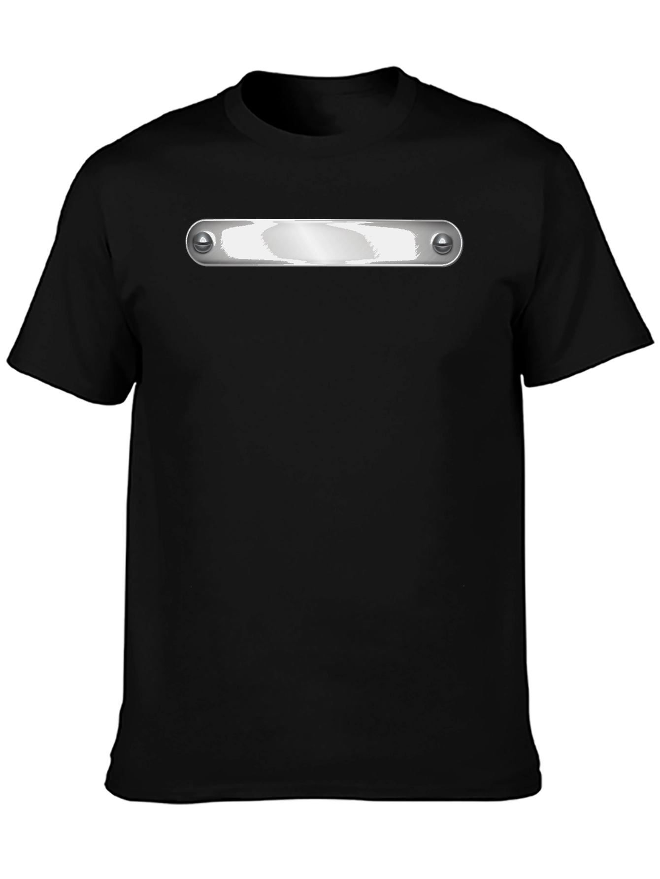 Black Graphic Tee - Metallic Plate Design