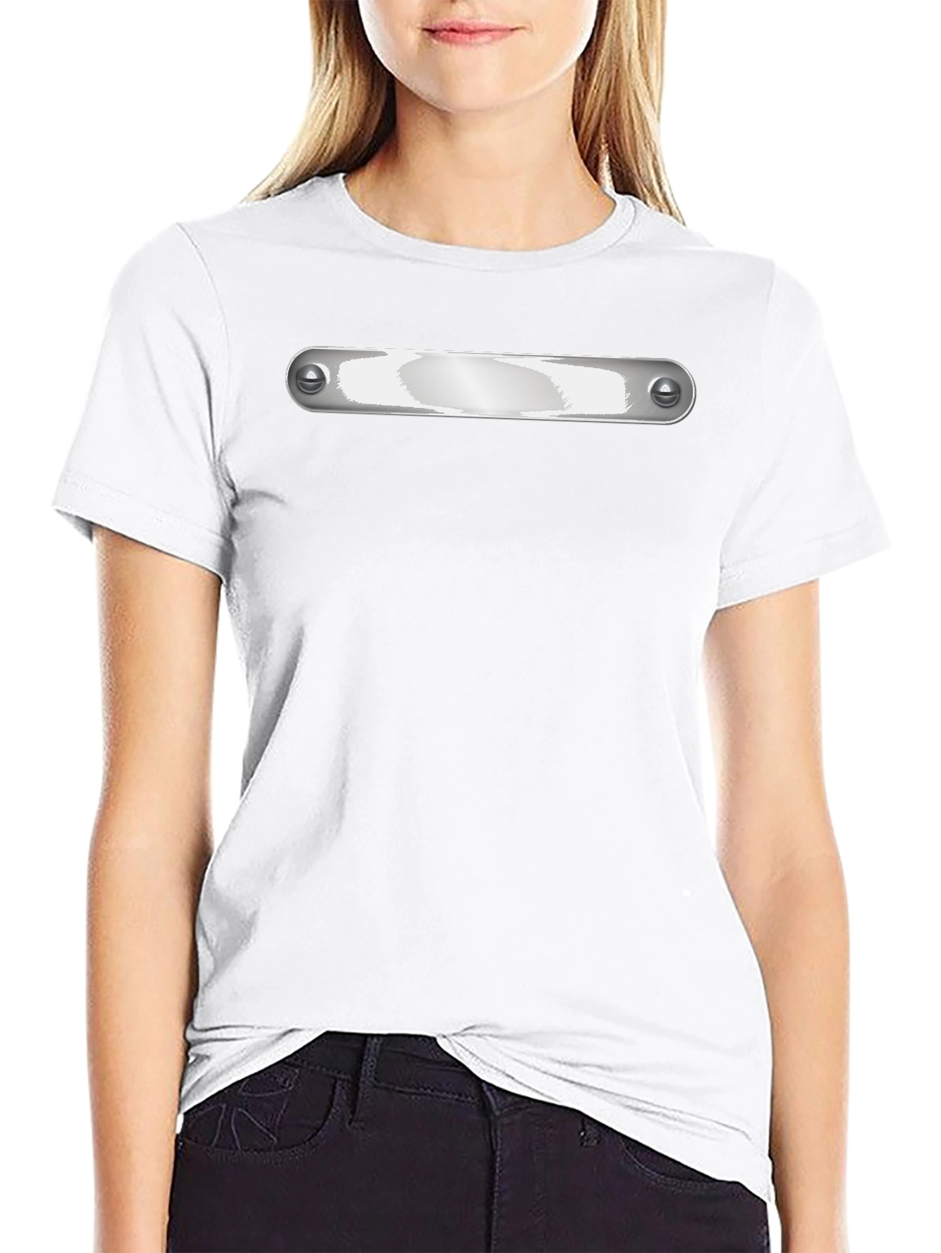Black Graphic Tee - Metallic Plate Design