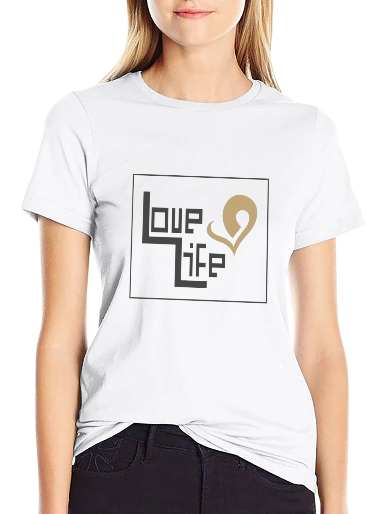 Love Life Graphic Print Black T-Shirt