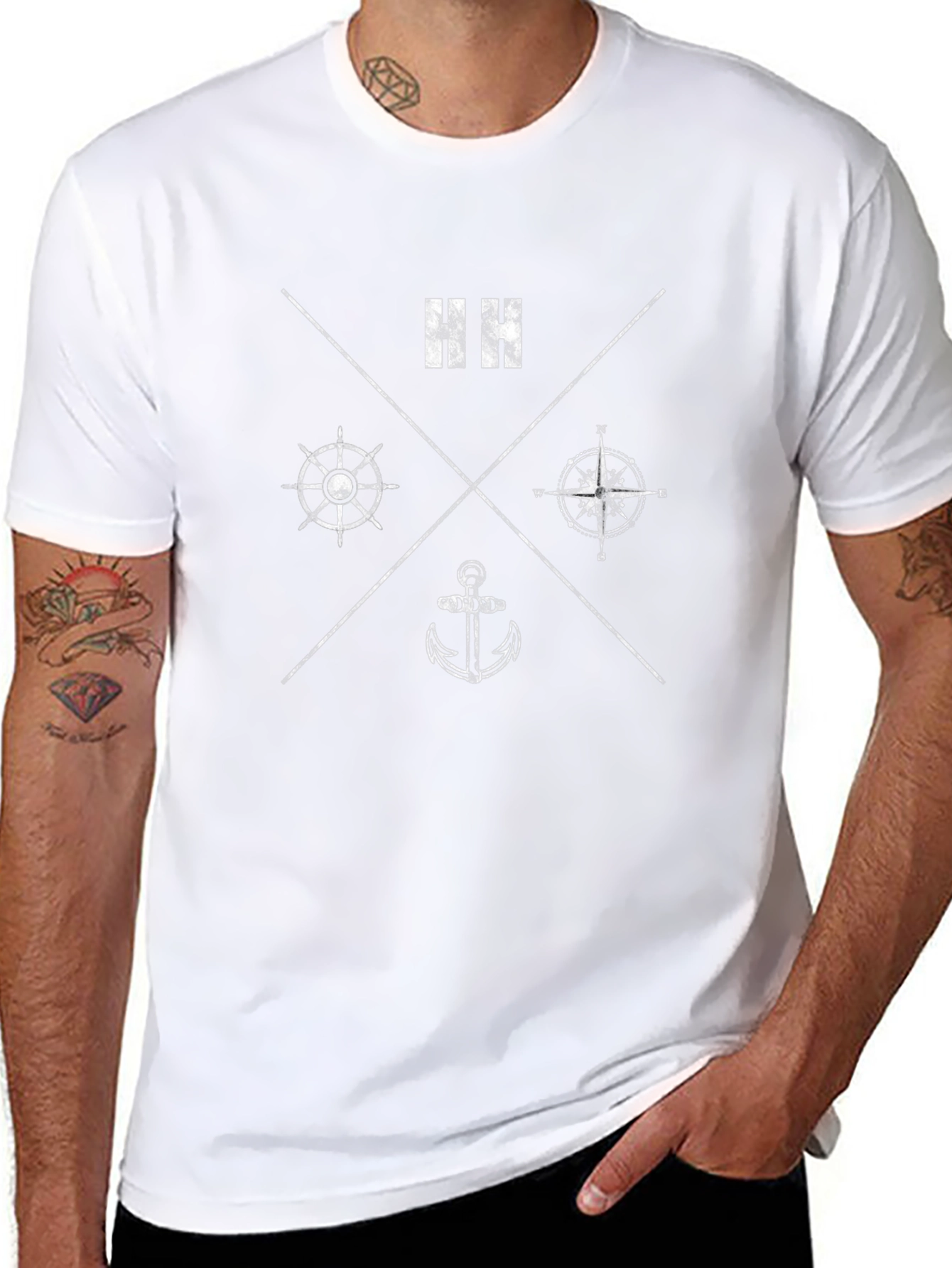 Nautical Compass Graphic Tee - Mens Black T-Shirt