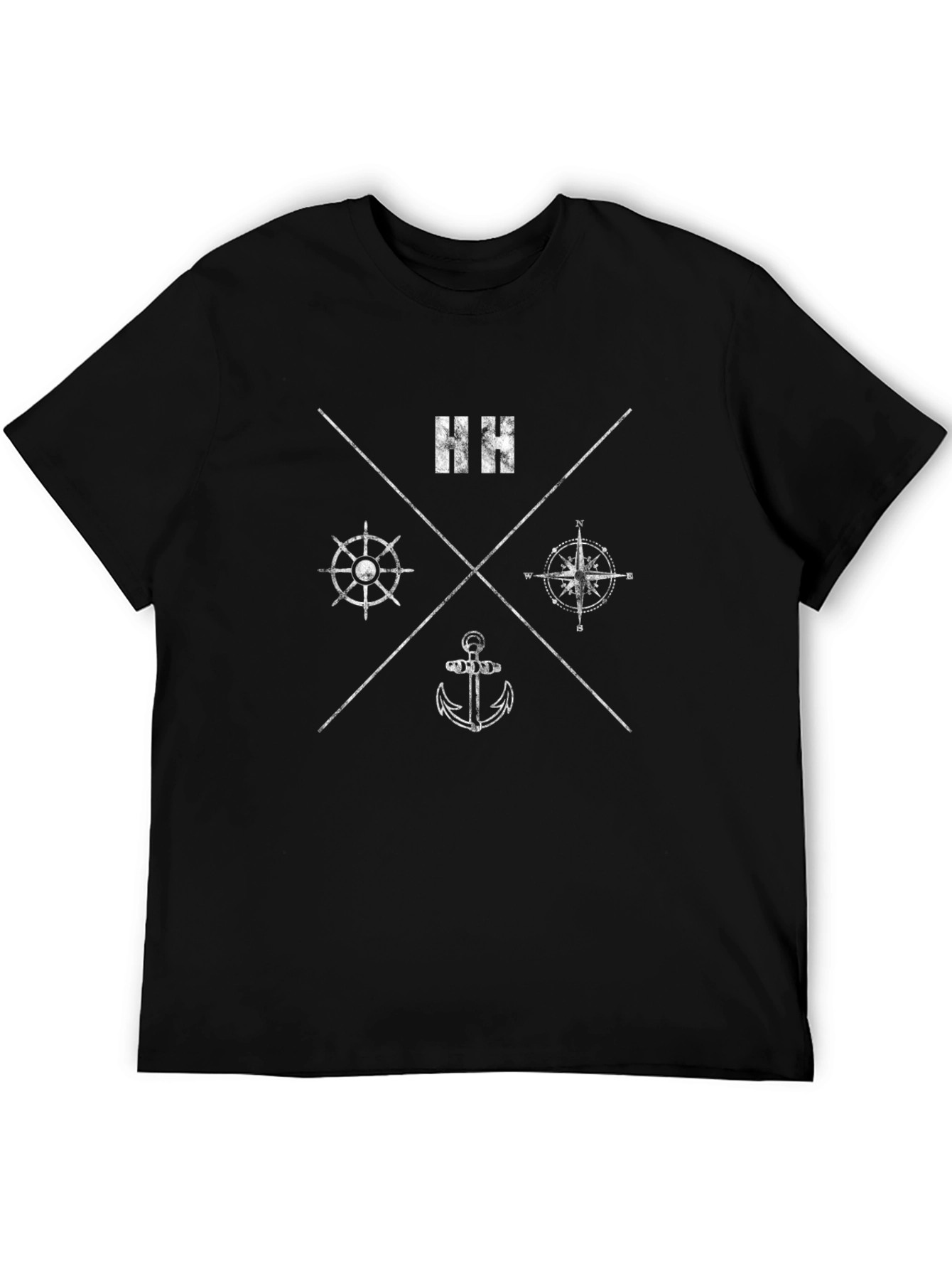 Nautical Compass Graphic Tee - Mens Black T-Shirt