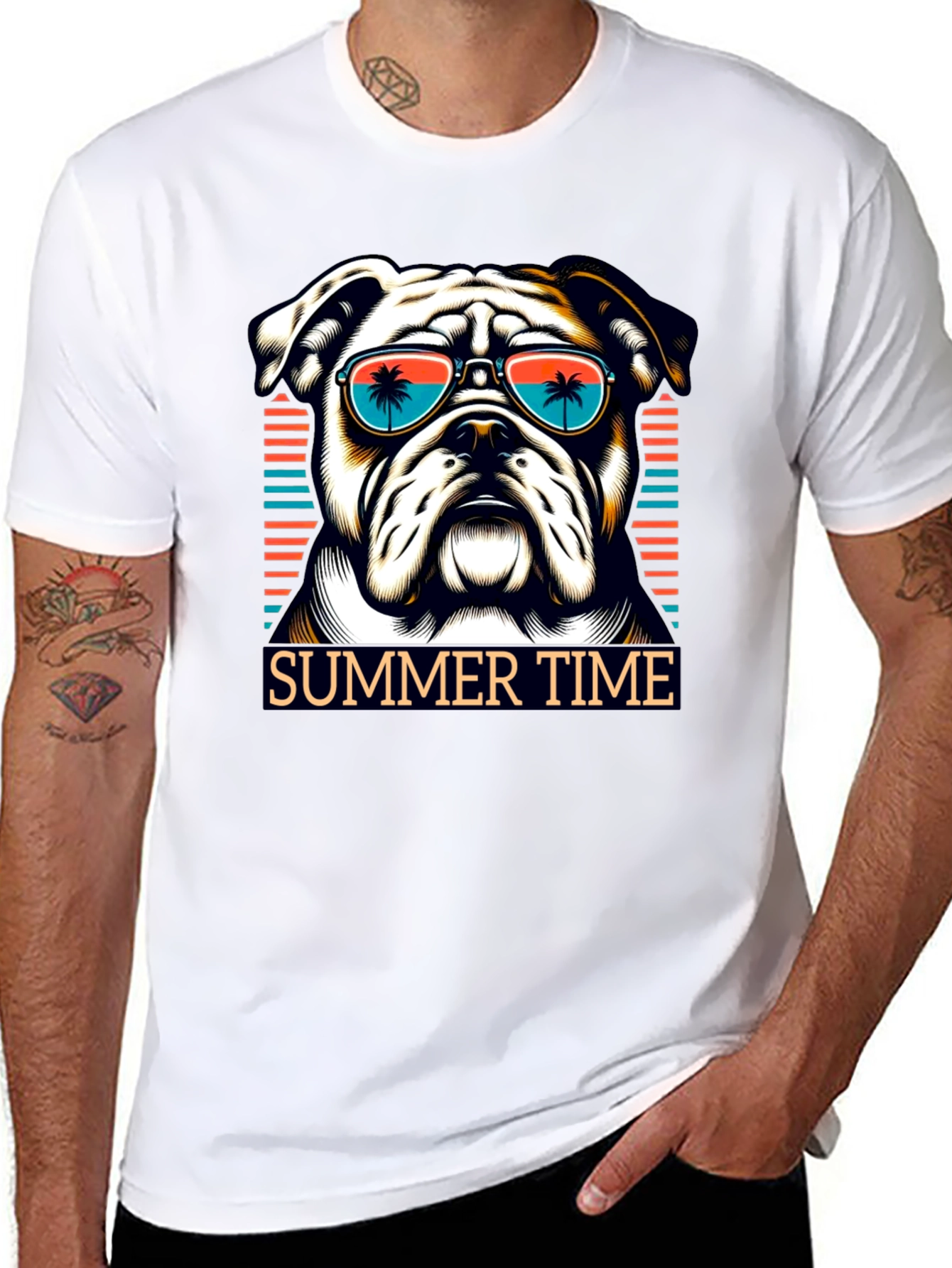 Summer Bulldog Graphic Tee - Beach Vibes