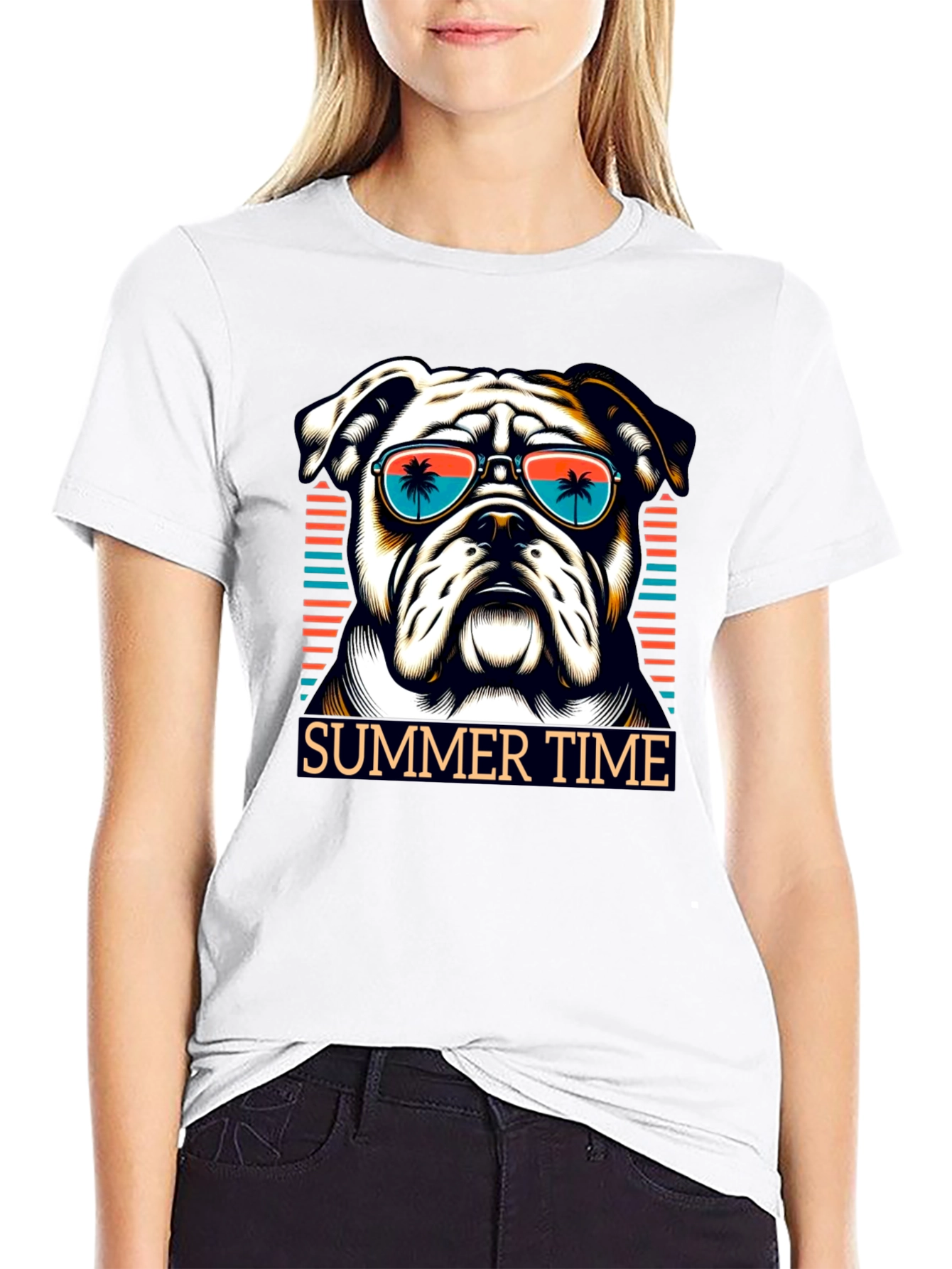 Summer Bulldog Graphic Tee - Beach Vibes