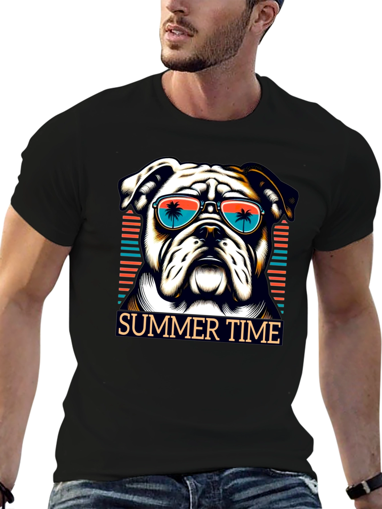 Summer Bulldog Graphic Tee - Beach Vibes