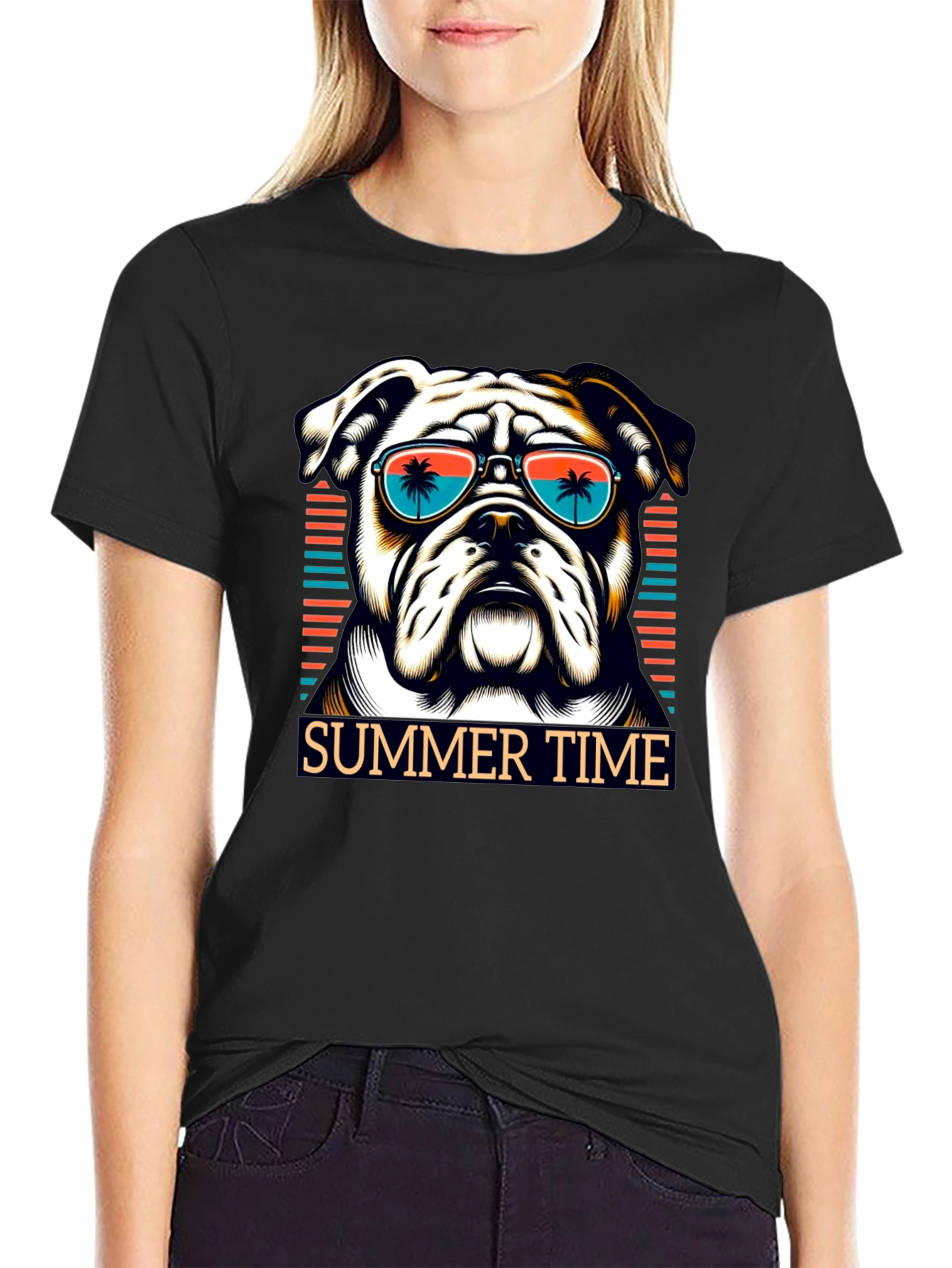 Summer Bulldog Graphic Tee - Beach Vibes