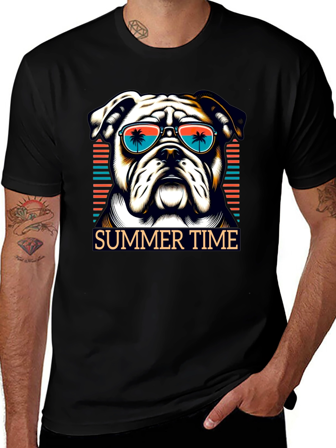 Summer Bulldog Graphic Tee - Beach Vibes