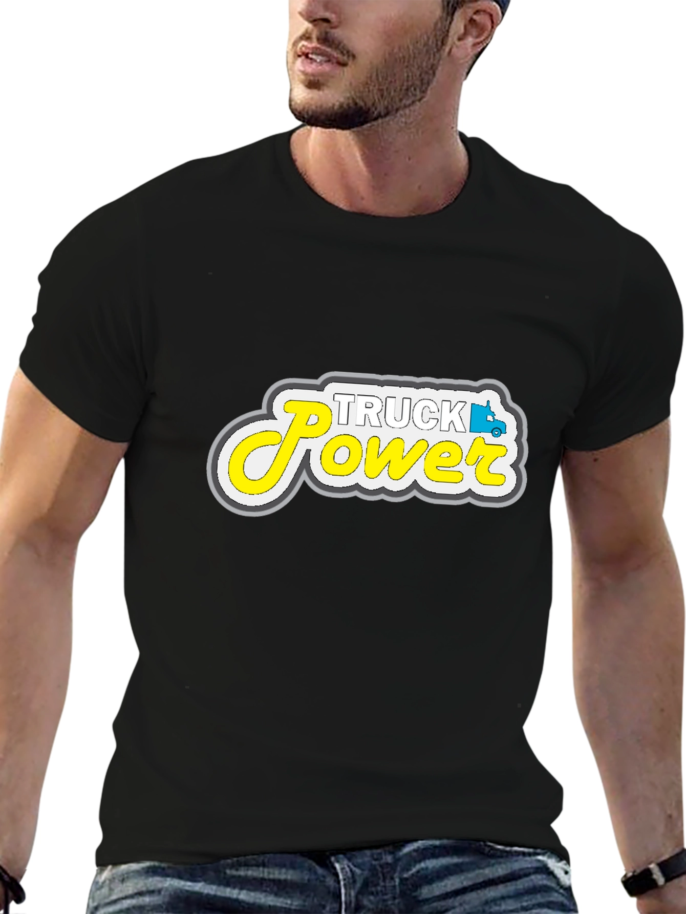 Truck Power Graphic Tee - Black Cotton Blend