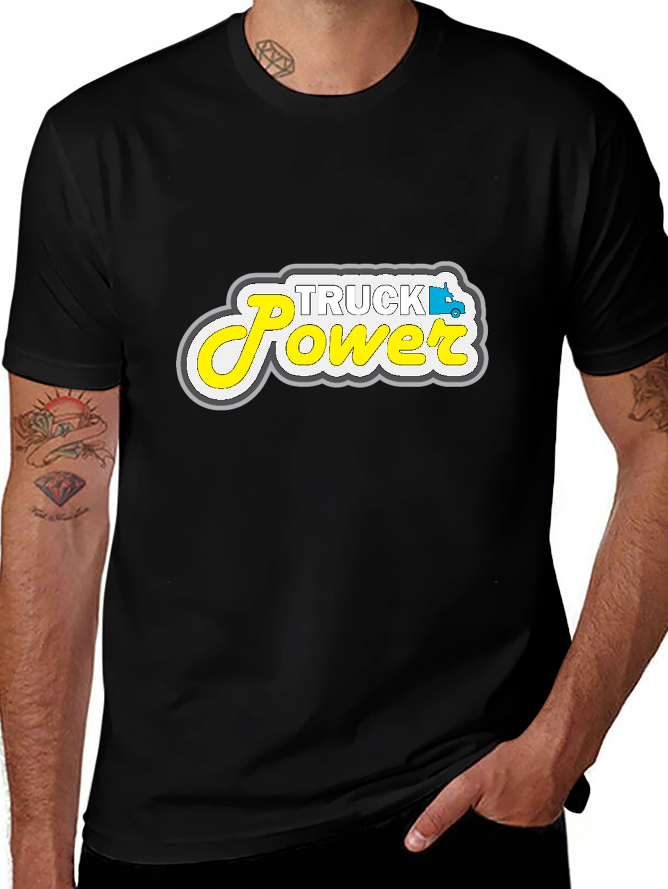 Truck Power Graphic Tee - Black Cotton Blend