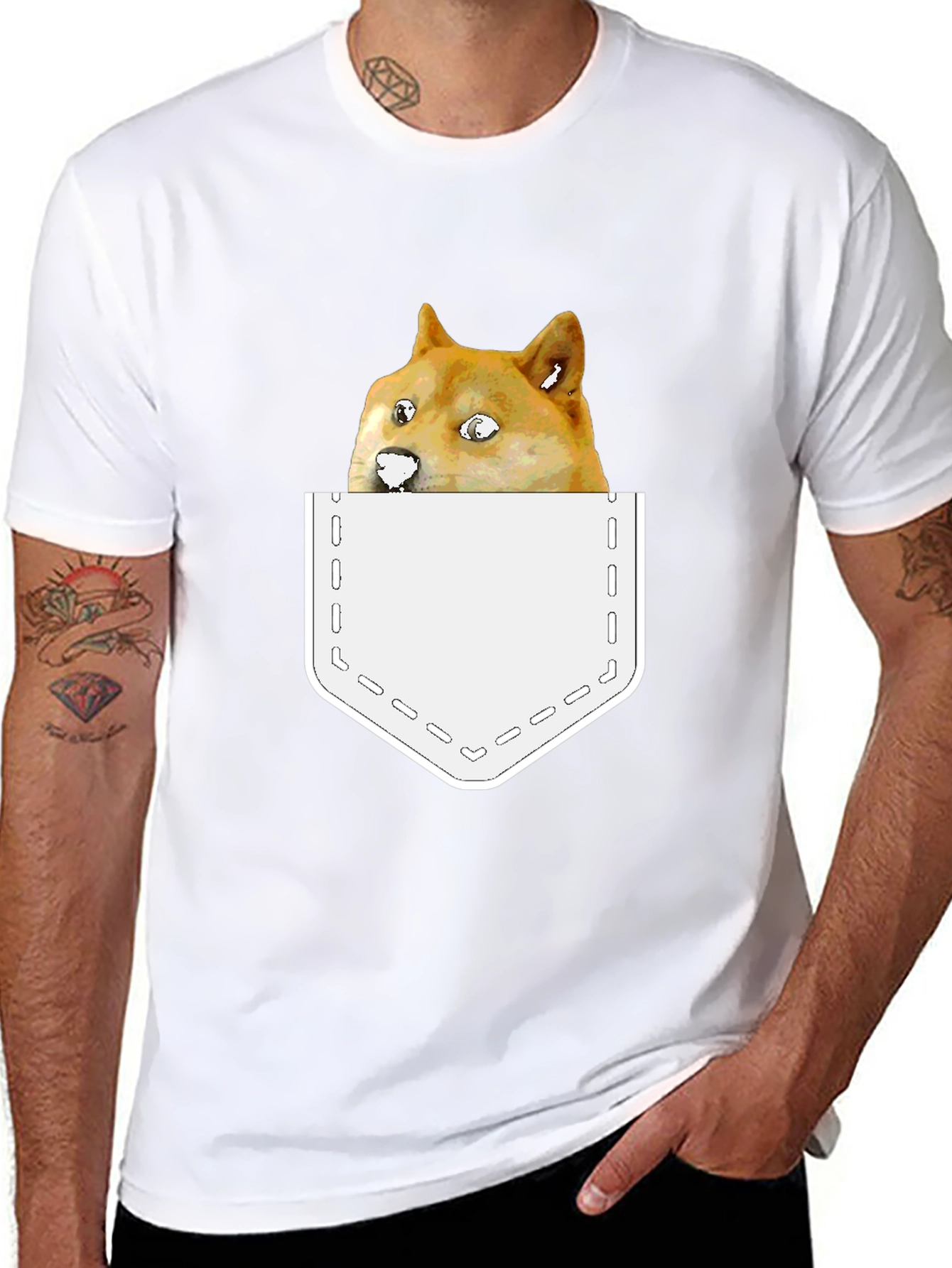 Doge Meme Pocket T-Shirt - Funny Doge Tee