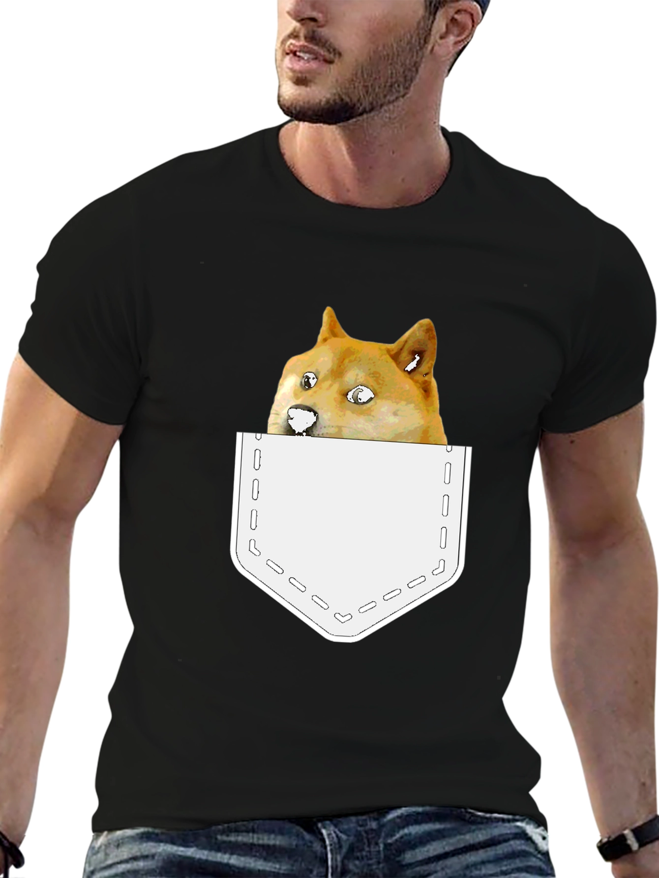 Doge Meme Pocket T-Shirt - Funny Doge Tee