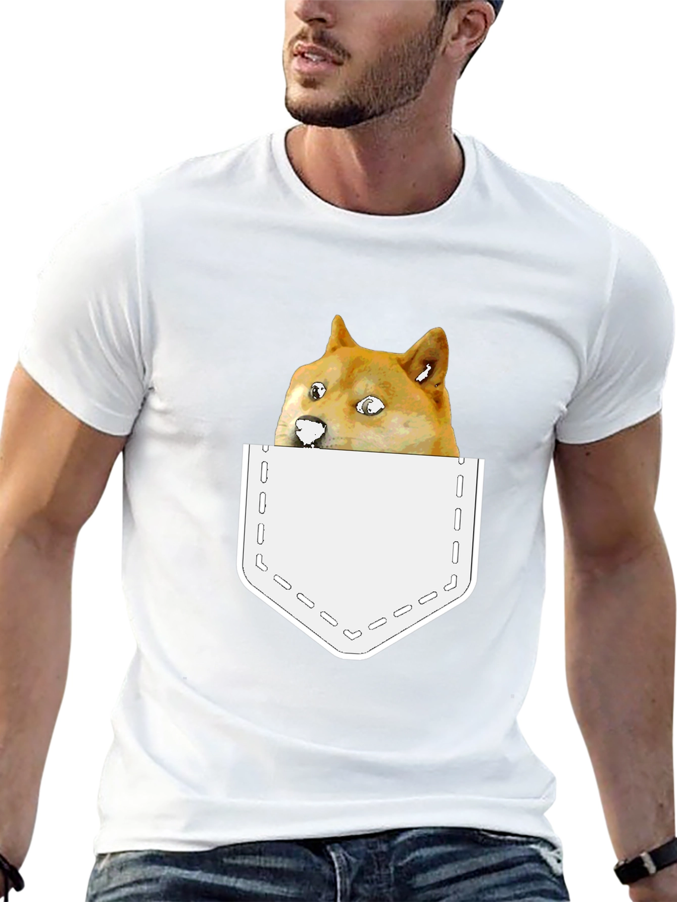 Doge Meme Pocket T-Shirt - Funny Doge Tee