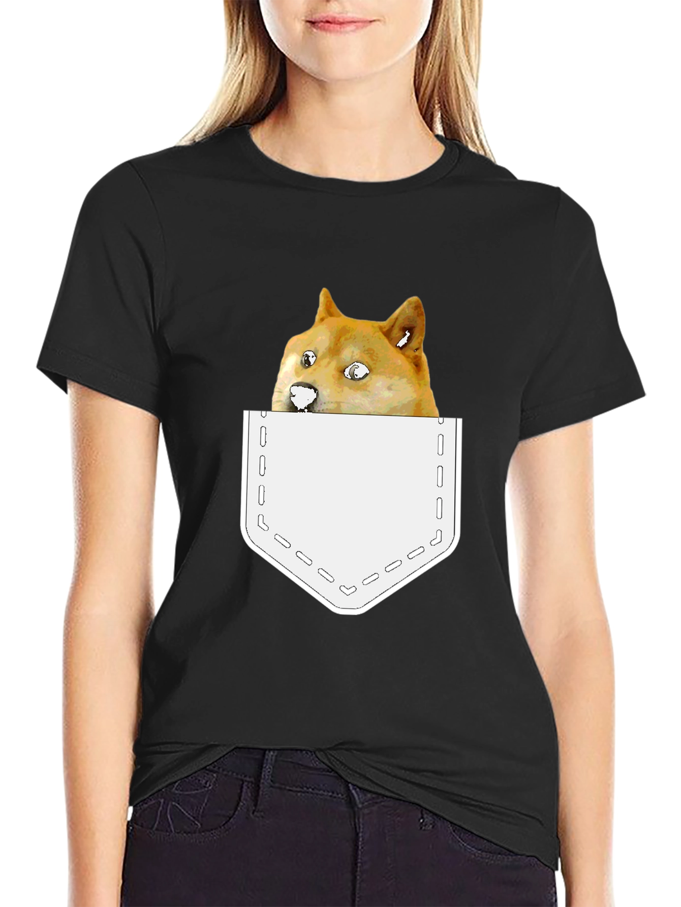 Doge Meme Pocket T-Shirt - Funny Doge Tee