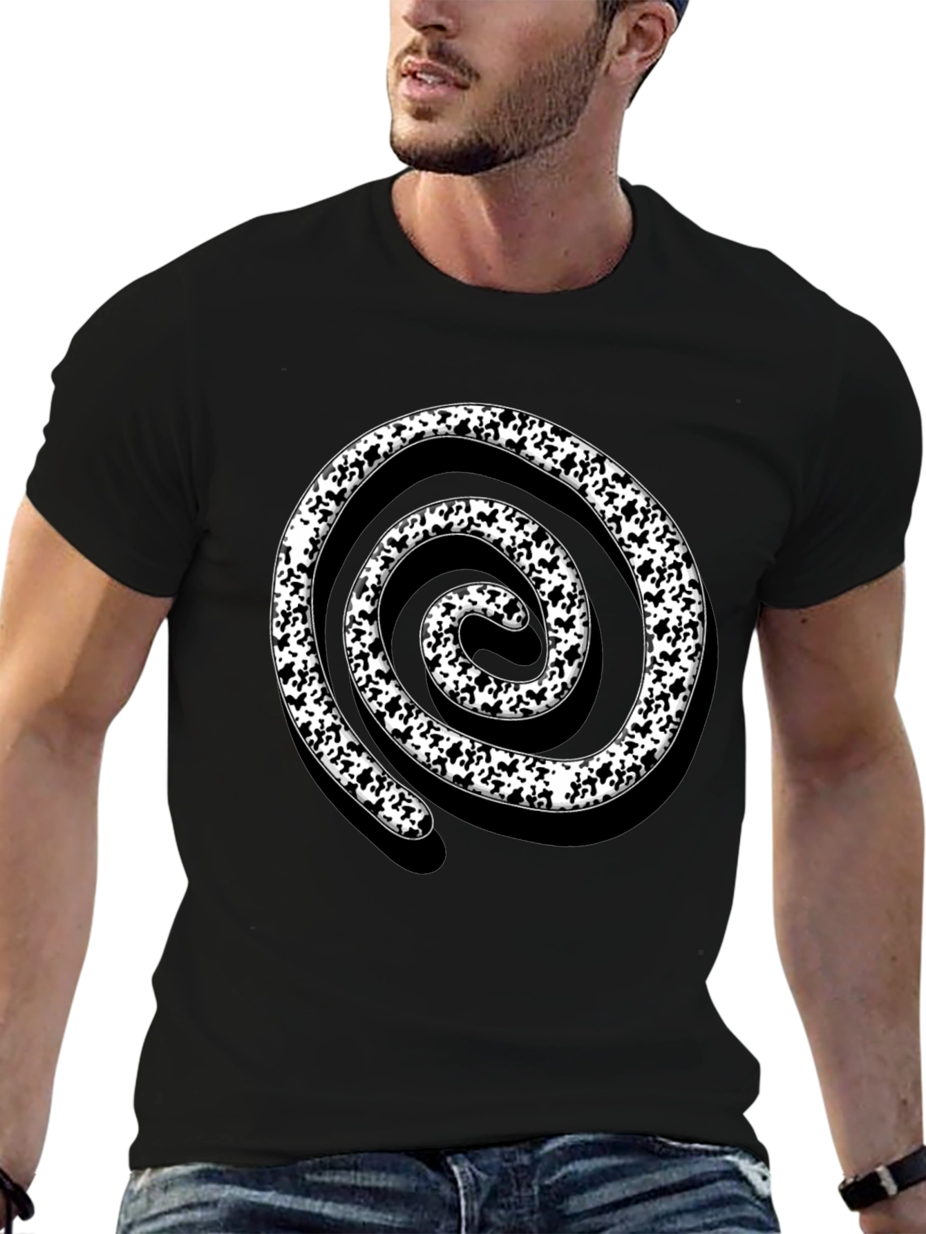 Spiral Design Black T-Shirt
