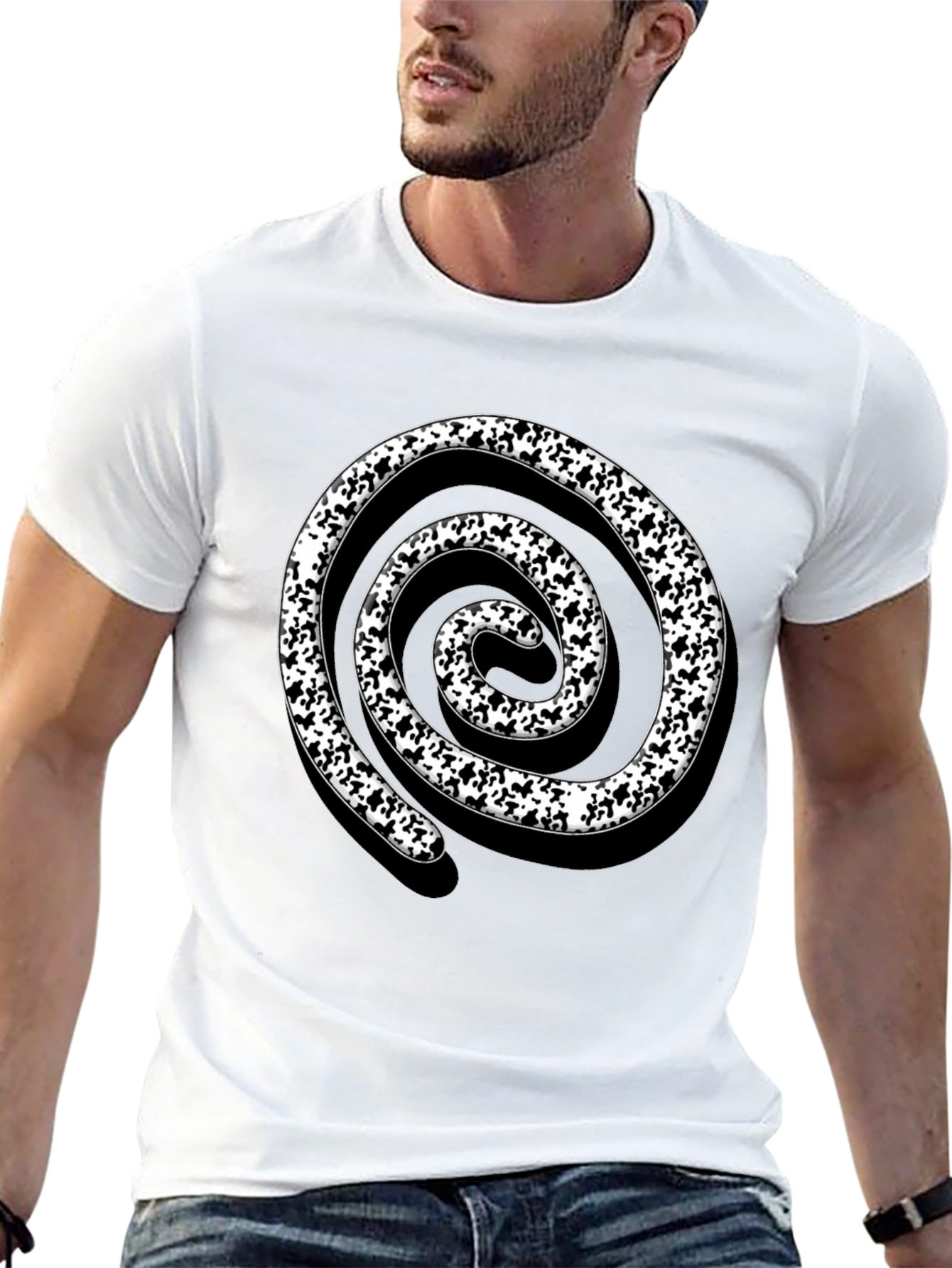 Spiral Design Black T-Shirt