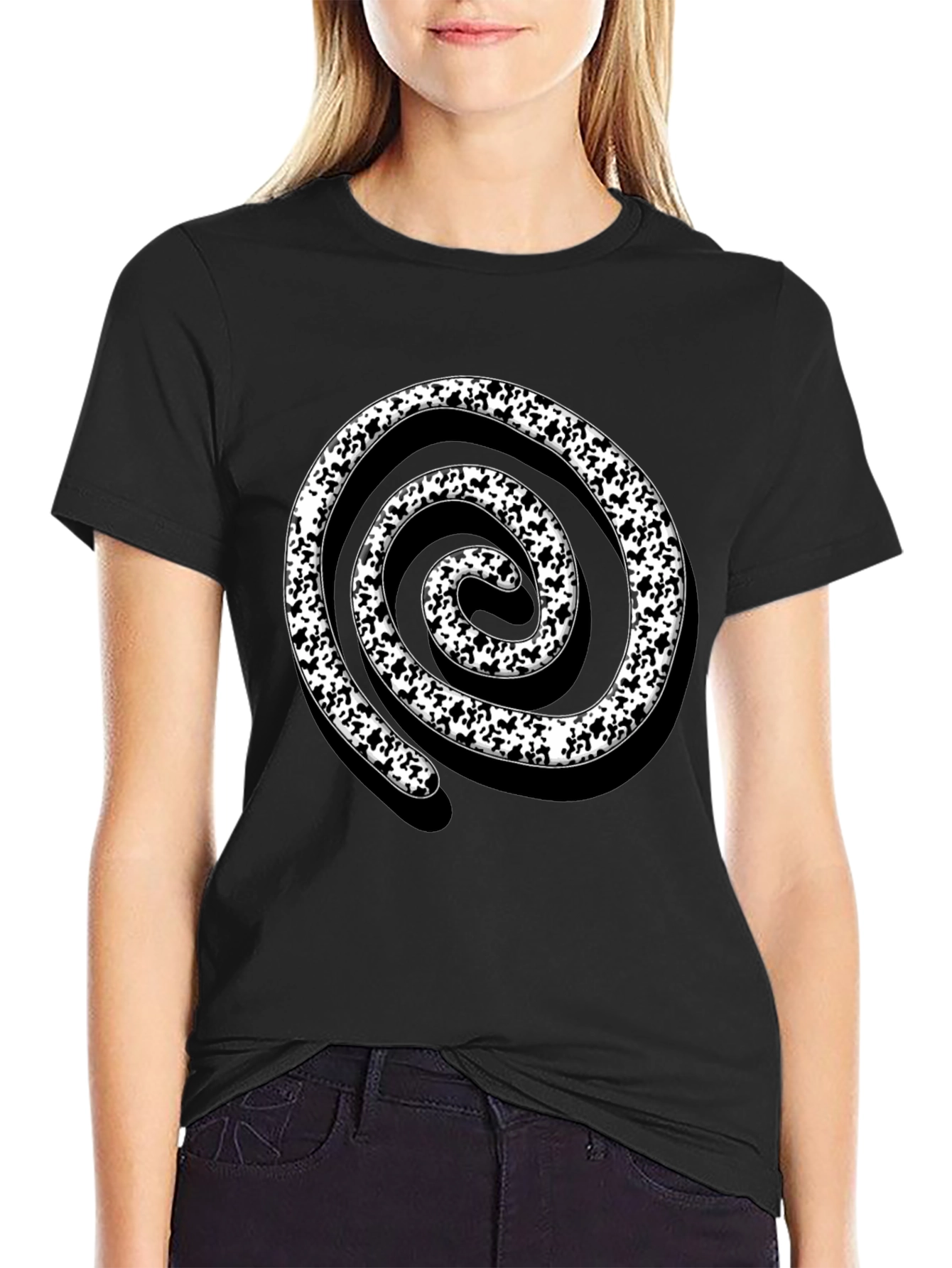 Spiral Design Black T-Shirt