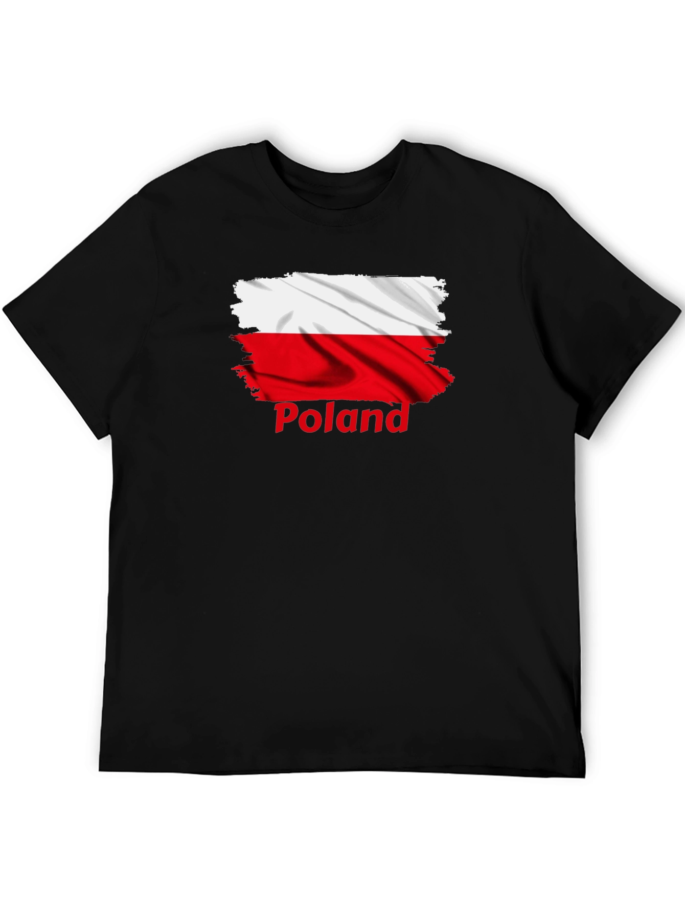 Poland Flag T-Shirt - Distressed Design Black Tee