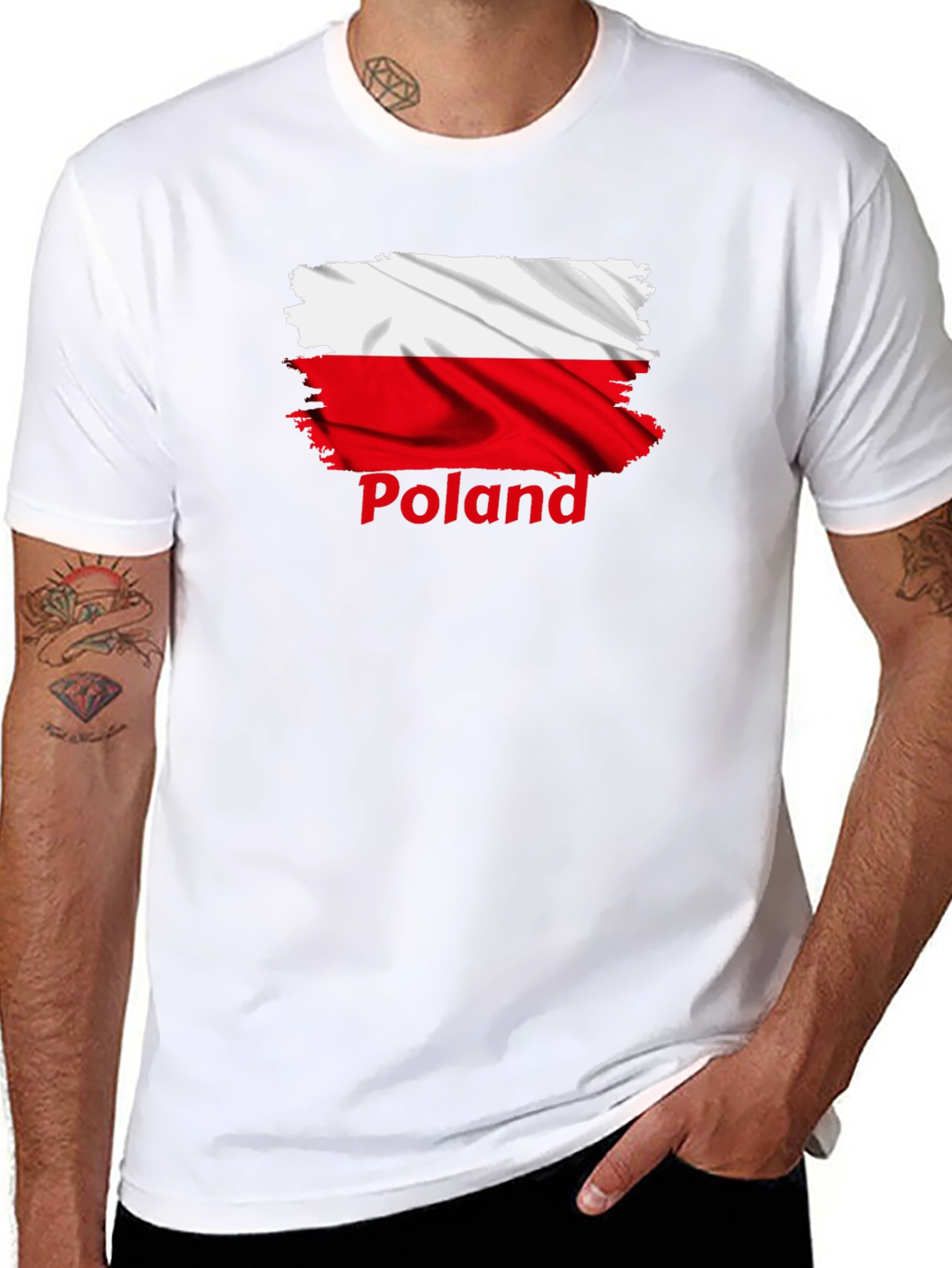 Poland Flag T-Shirt - Distressed Design Black Tee