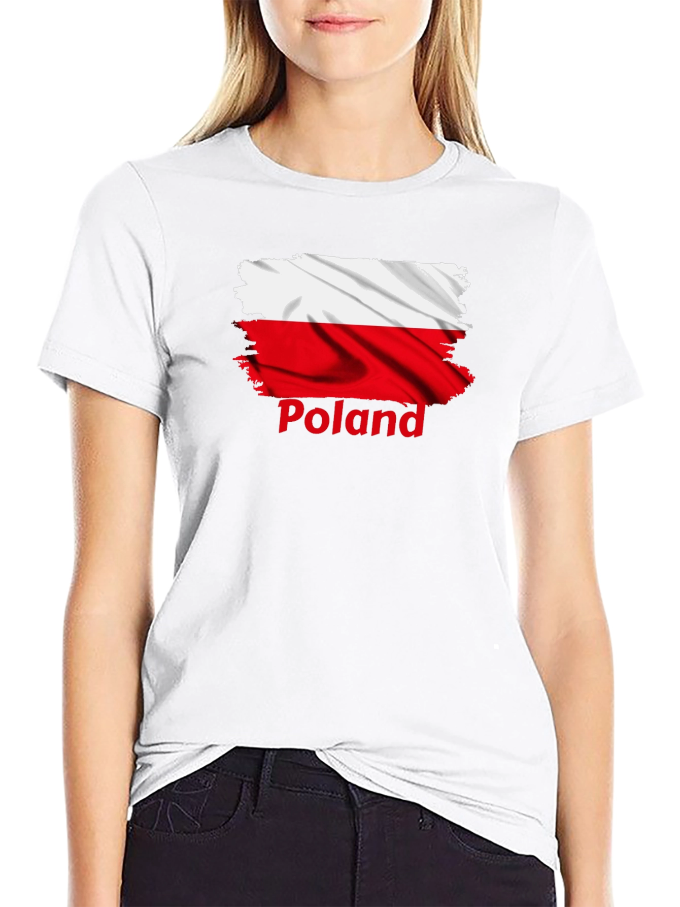 Poland Flag T-Shirt - Distressed Design Black Tee