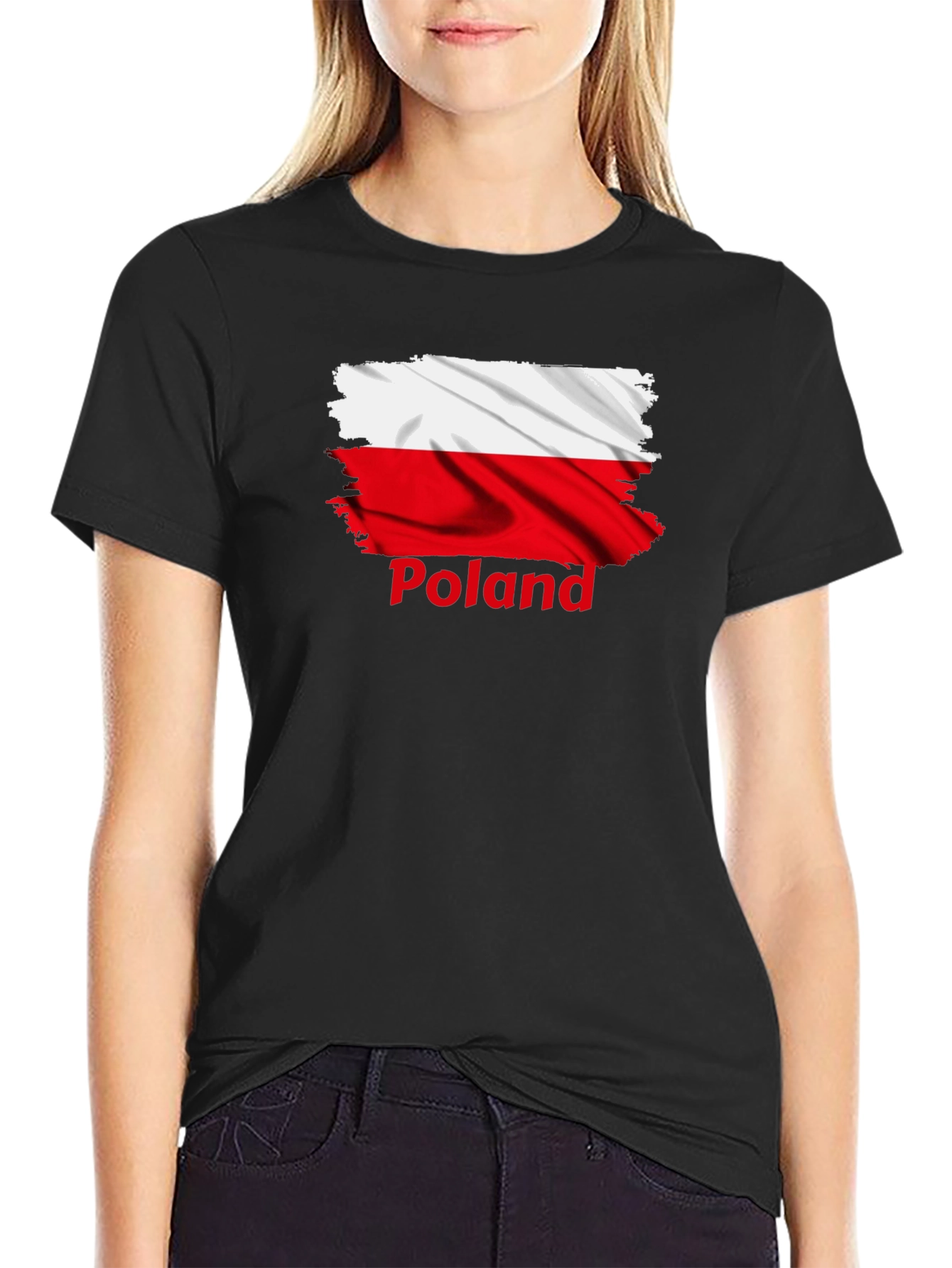 Poland Flag T-Shirt - Distressed Design Black Tee