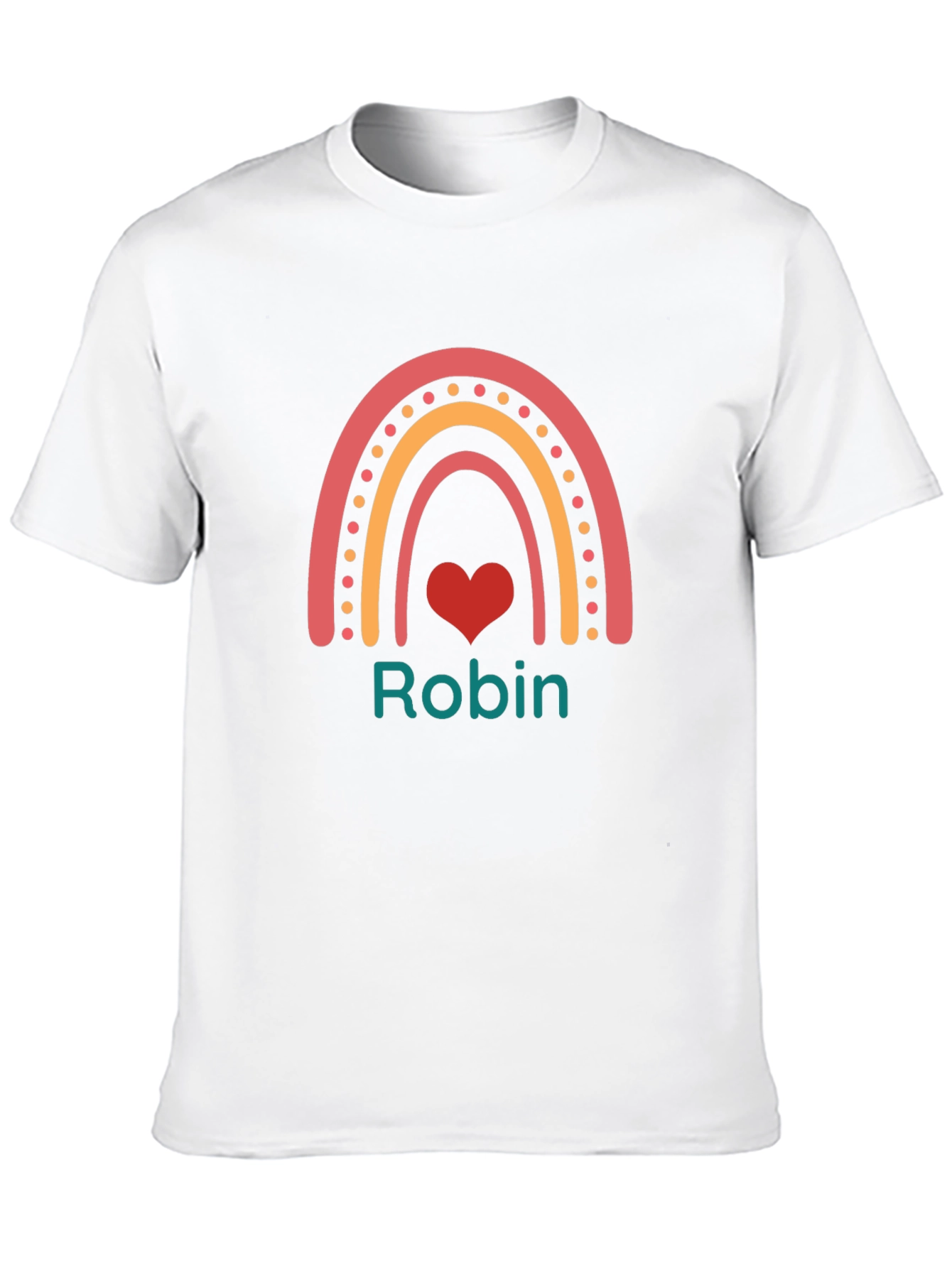 Personalized Robin Rainbow Heart T-Shirt