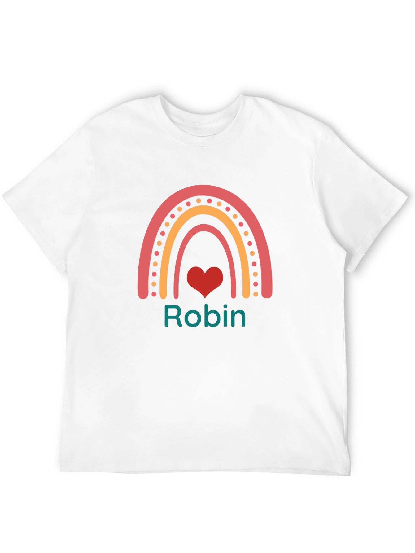 Personalized Robin Rainbow Heart T-Shirt