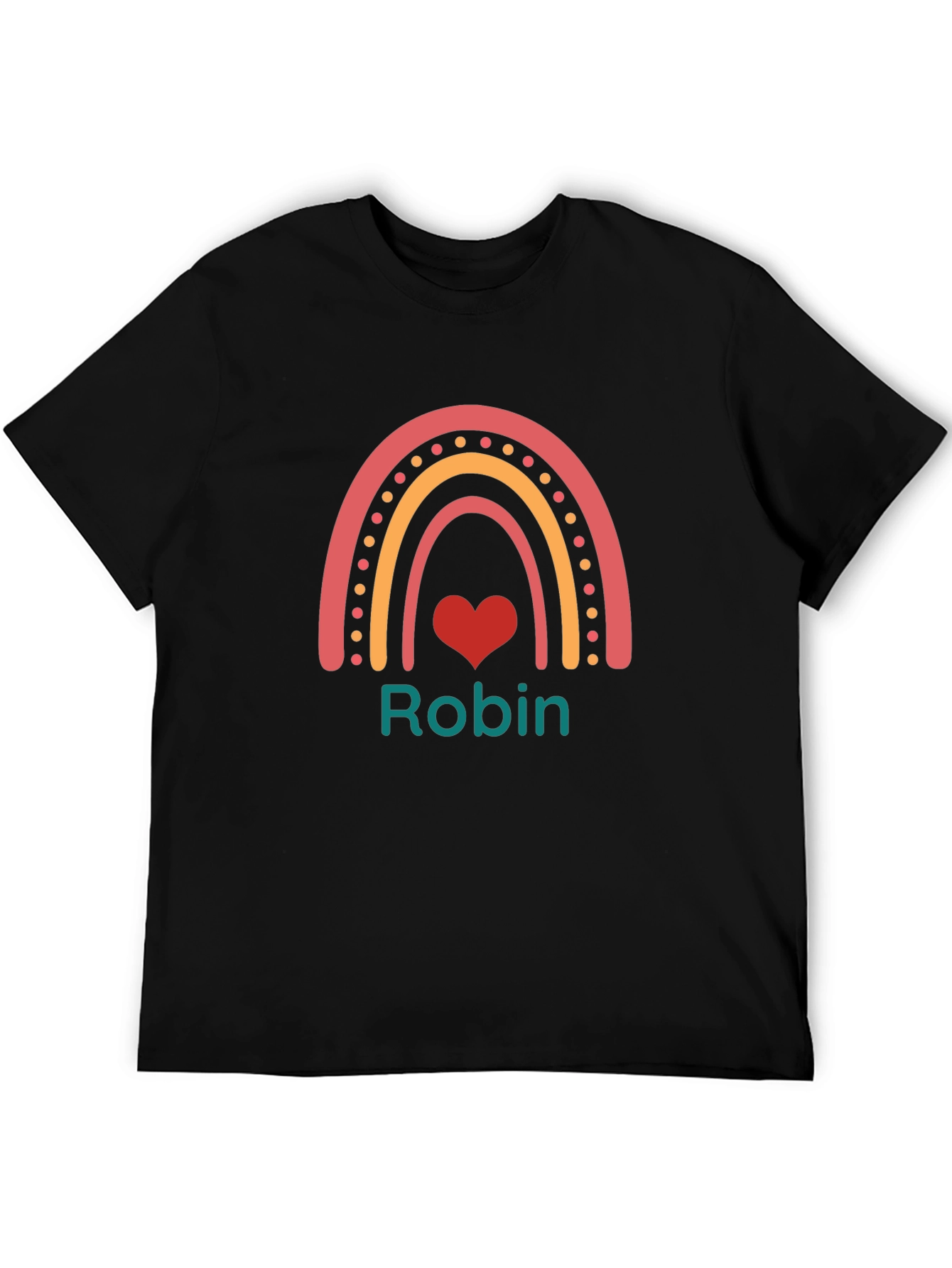 Personalized Robin Rainbow Heart T-Shirt
