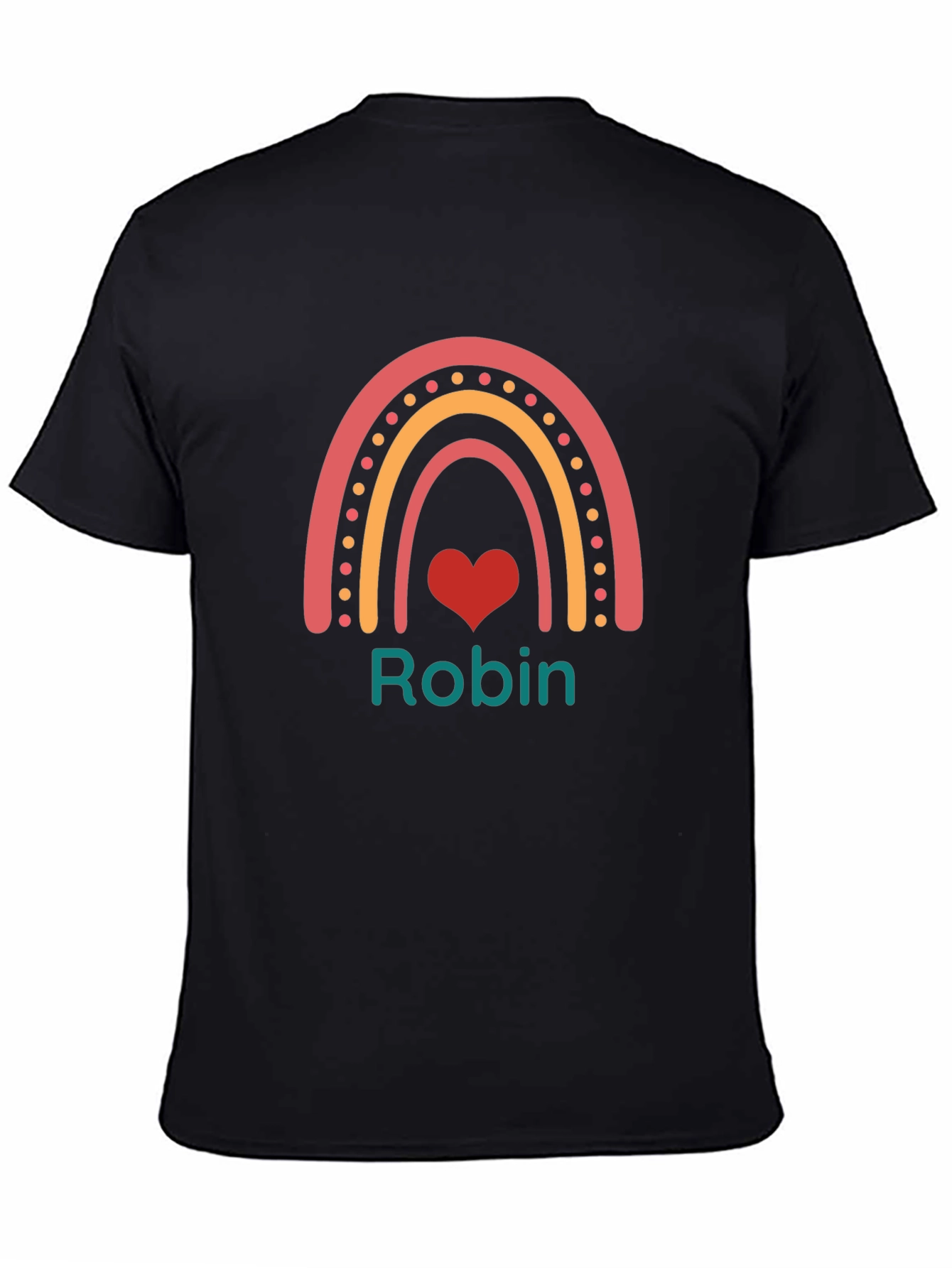 Personalized Robin Rainbow Heart T-Shirt