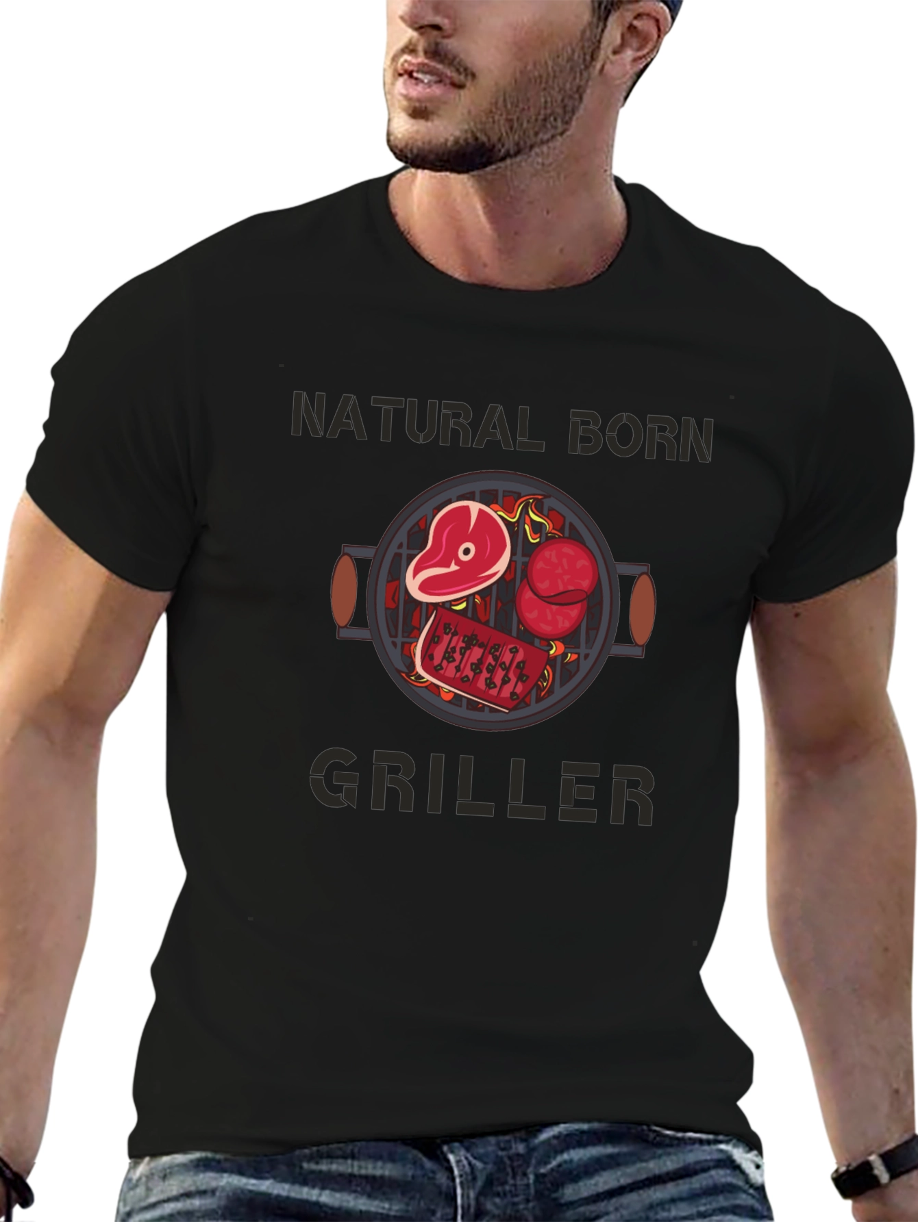 Natural Born Griller T-Shirt - BBQ Design