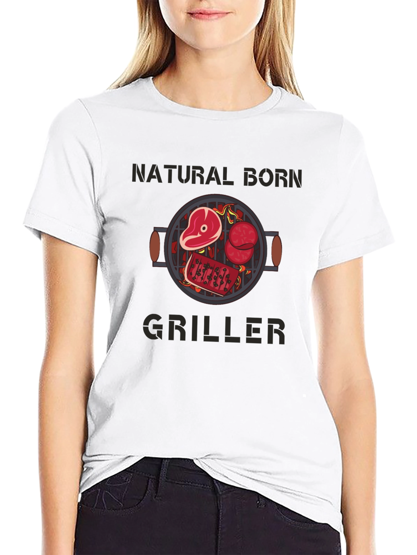 Natural Born Griller T-Shirt - BBQ Design
