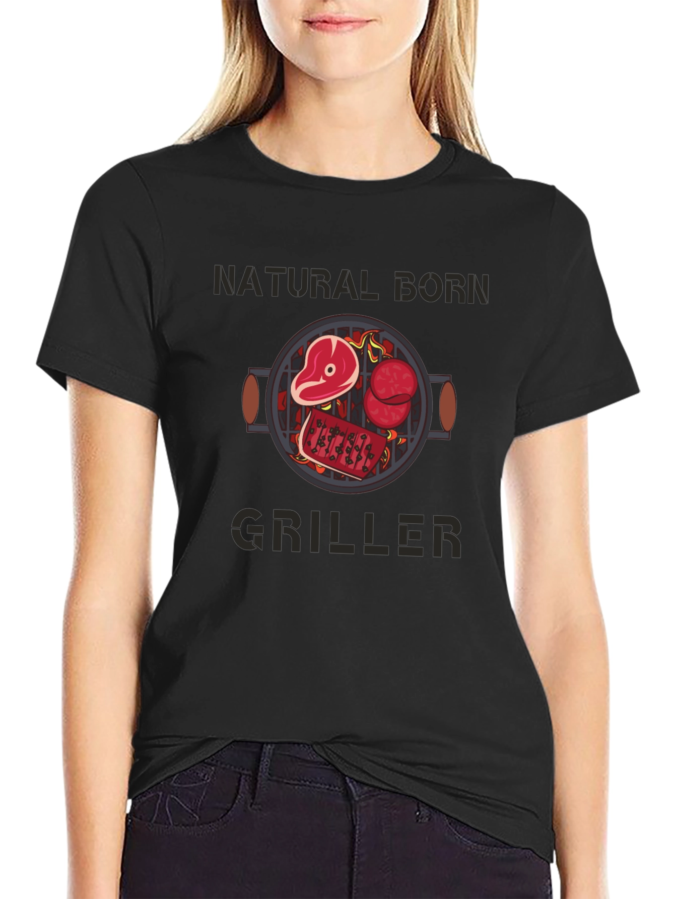 Natural Born Griller T-Shirt - BBQ Design