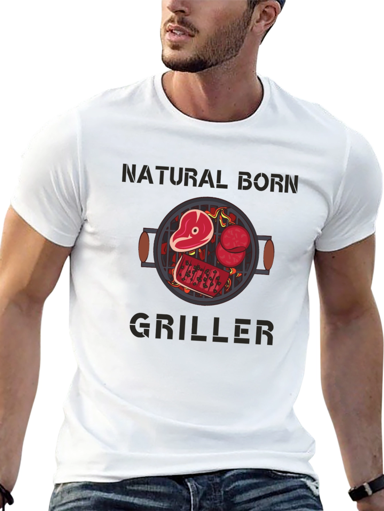 Natural Born Griller T-Shirt - BBQ Design