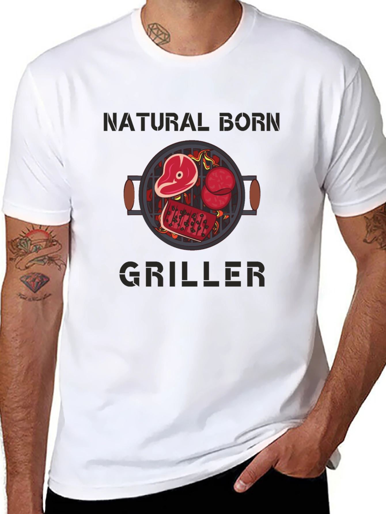 Natural Born Griller T-Shirt - BBQ Design