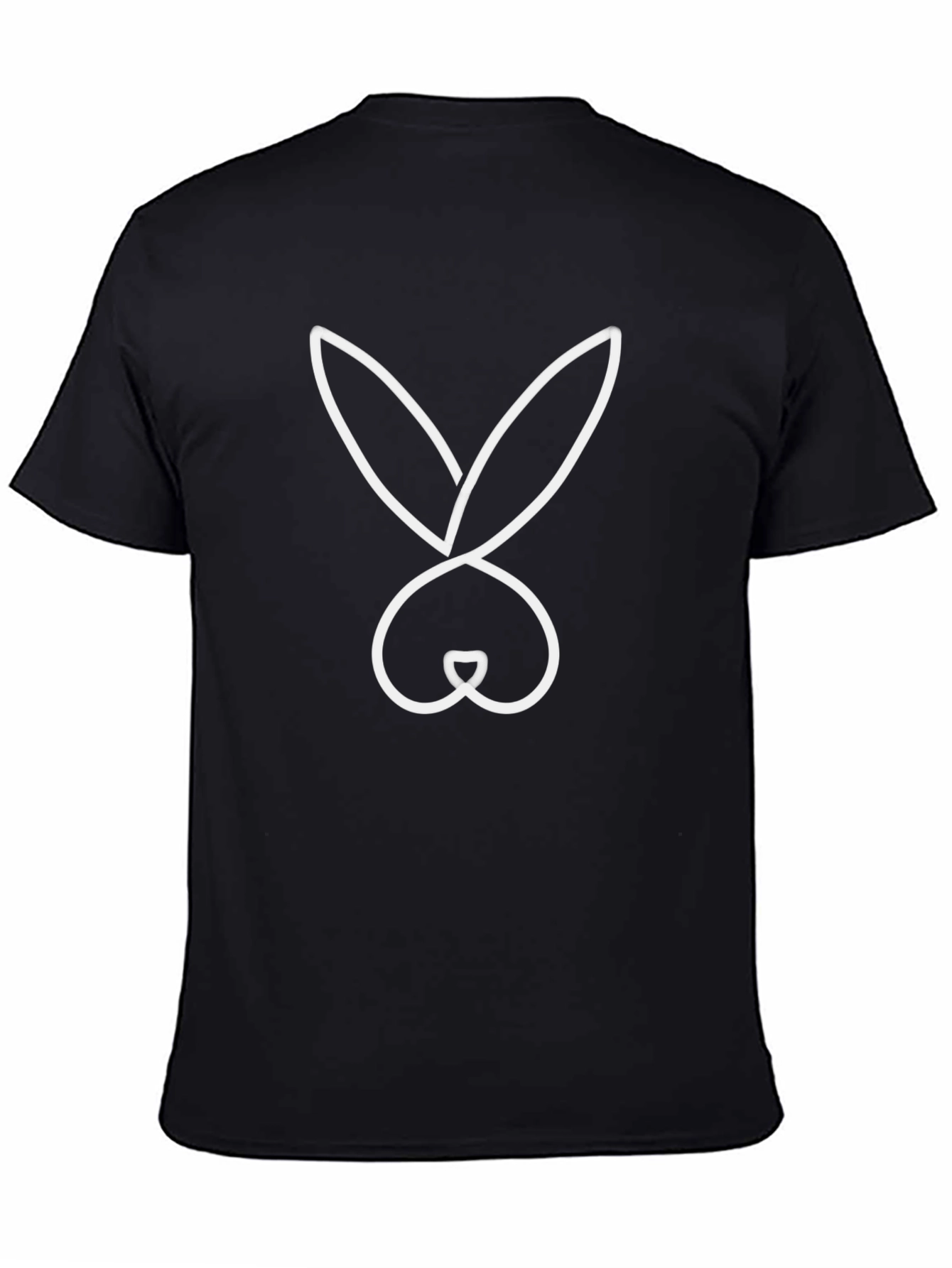 Black T-Shirt with Minimalist Bunny Rabbit Graphic