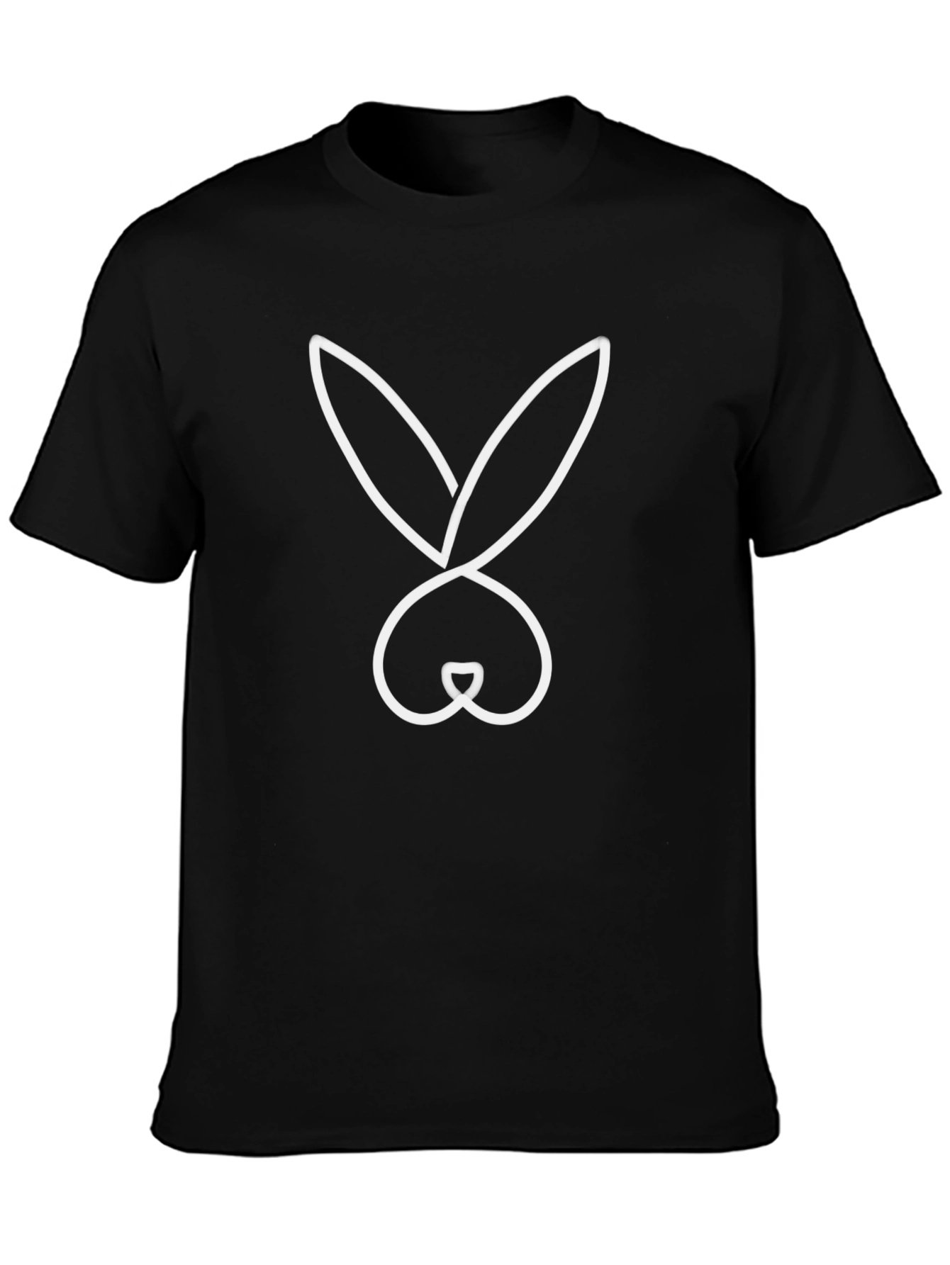 Black T-Shirt with Minimalist Bunny Rabbit Graphic