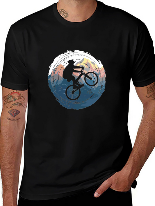 Mountain Biker Graphic Tee - Black Cotton T-Shirt