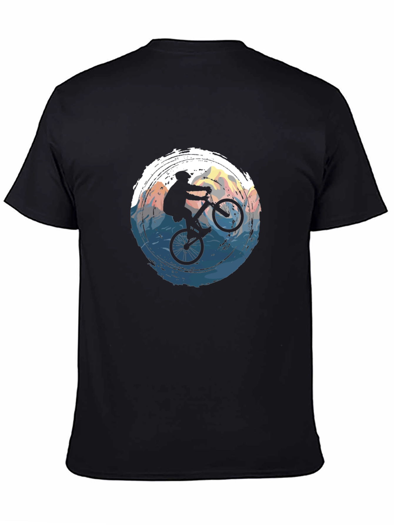 Mountain Biker Graphic Tee - Black Cotton T-Shirt