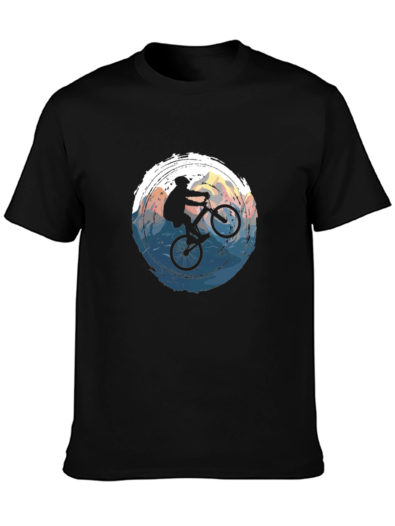 Mountain Biker Graphic Tee - Black Cotton T-Shirt