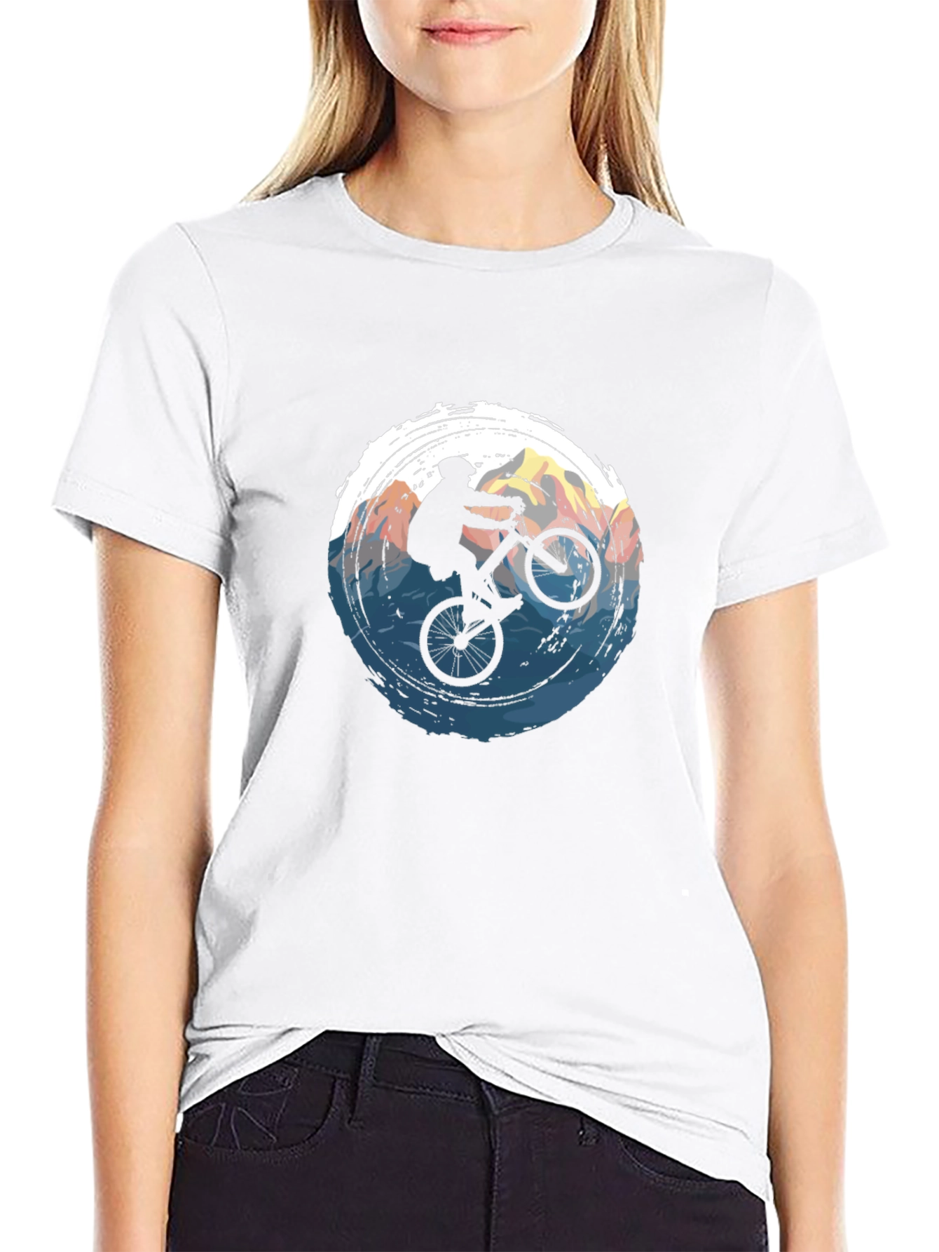 Mountain Biker Graphic Tee - Black Cotton T-Shirt