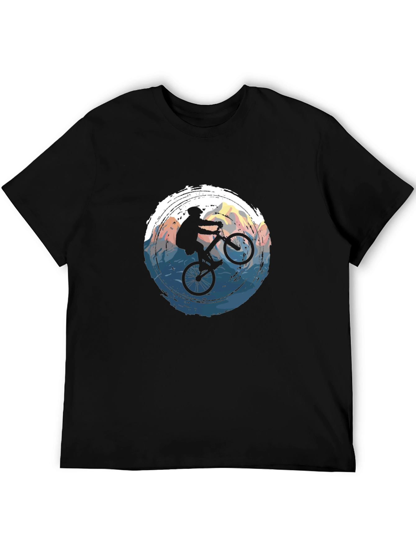 Mountain Biker Graphic Tee - Black Cotton T-Shirt