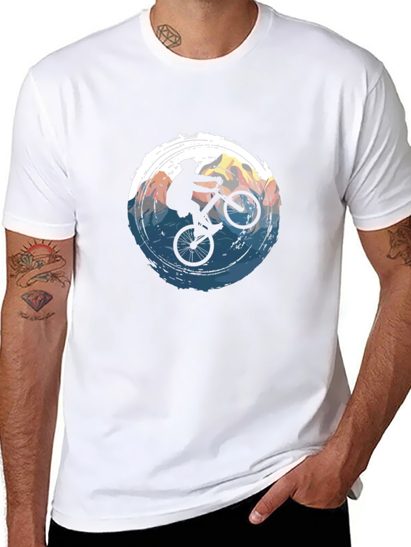 Mountain Biker Graphic Tee - Black Cotton T-Shirt