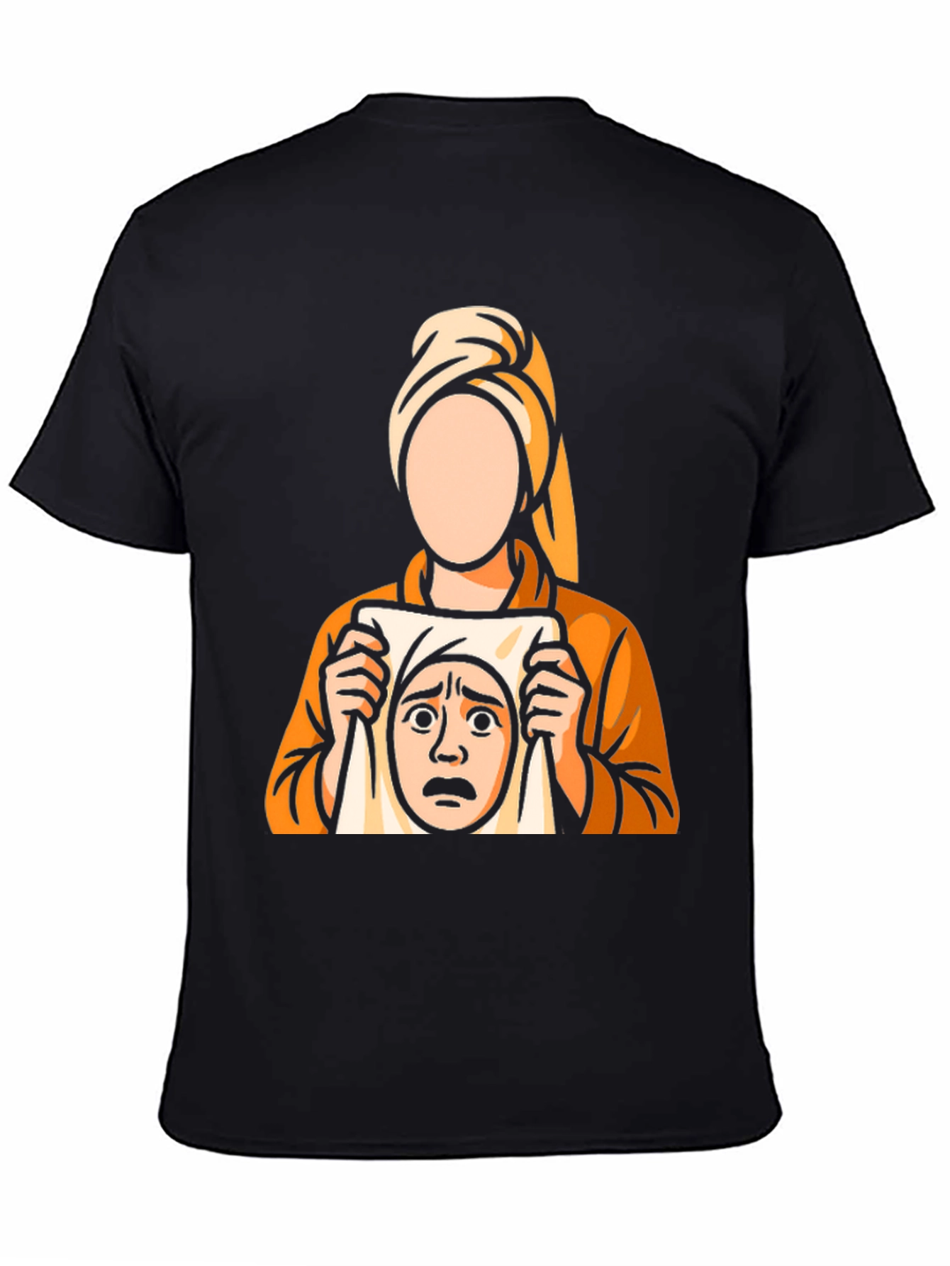 Surprised Face Graphic Tee - Black Cotton T-Shirt