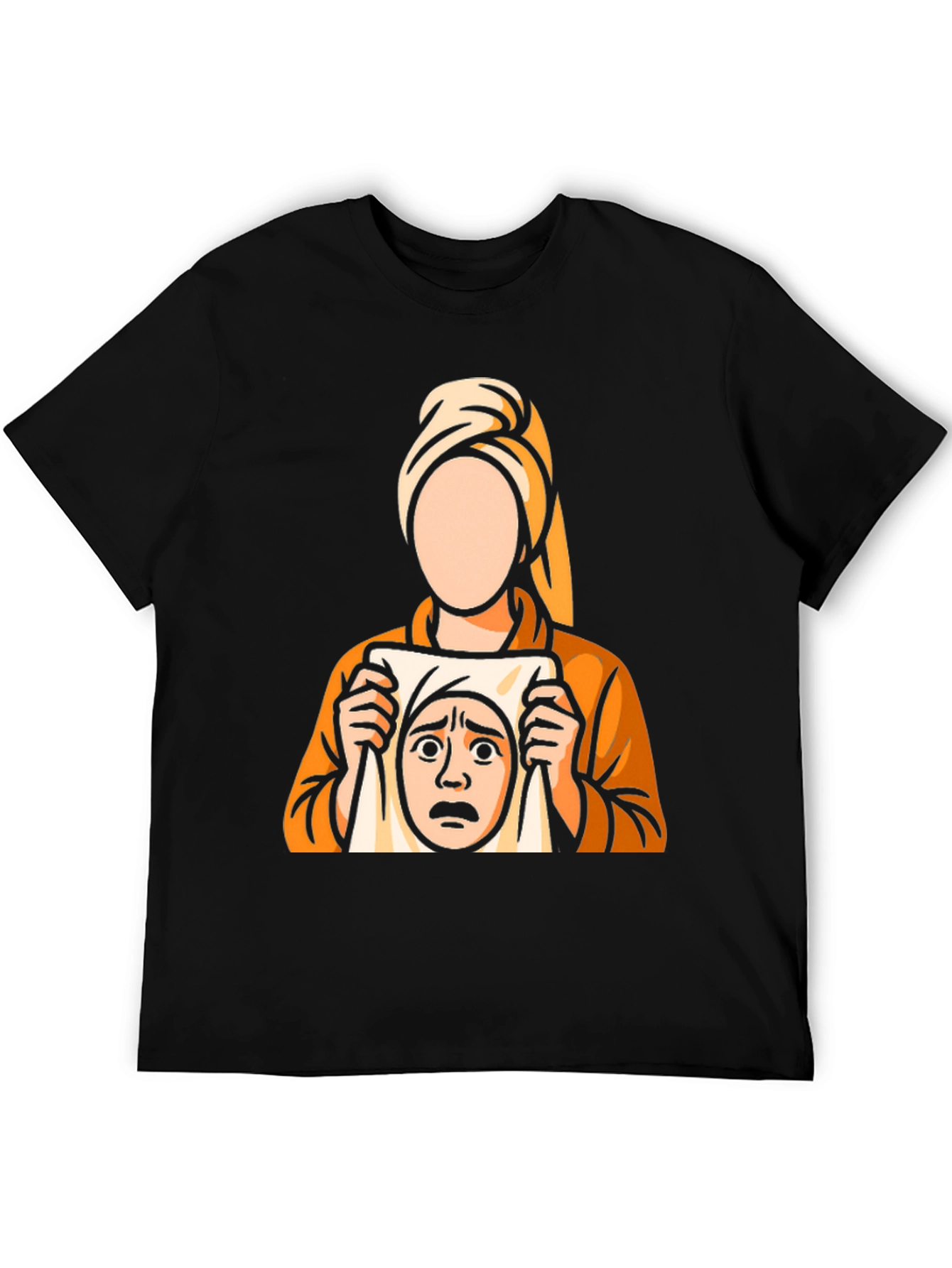 Surprised Face Graphic Tee - Black Cotton T-Shirt