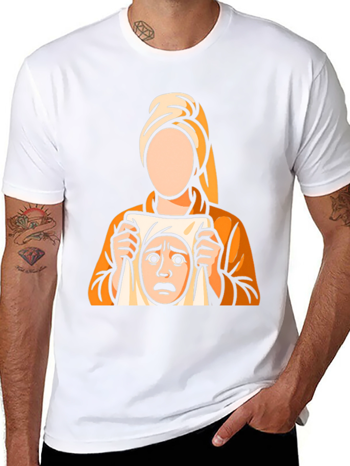 Surprised Face Graphic Tee - Black Cotton T-Shirt