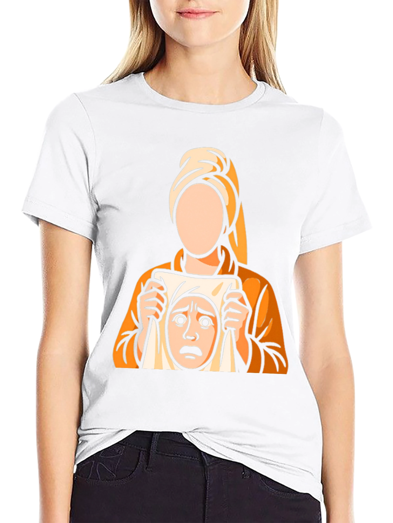 Surprised Face Graphic Tee - Black Cotton T-Shirt