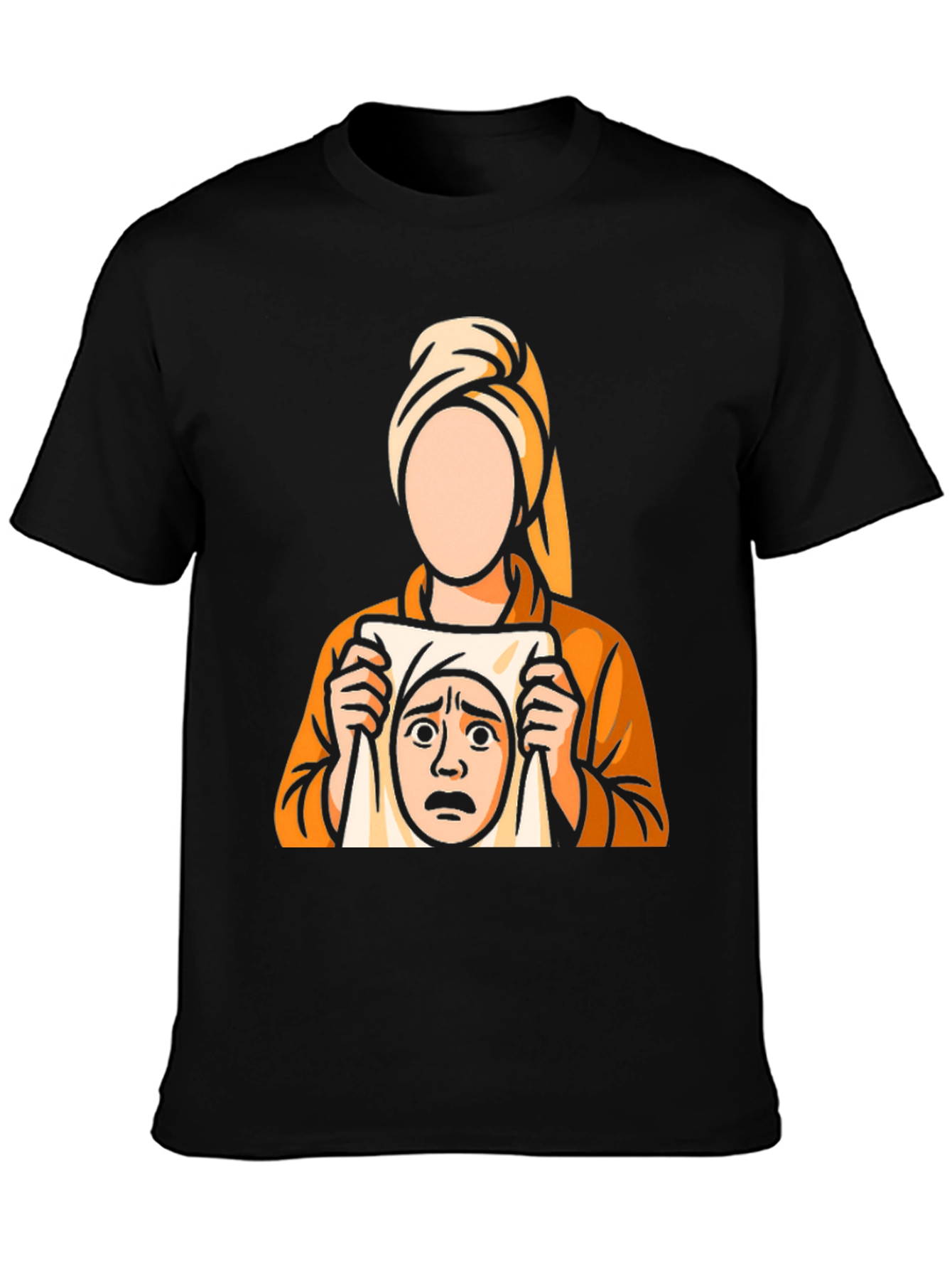 Surprised Face Graphic Tee - Black Cotton T-Shirt