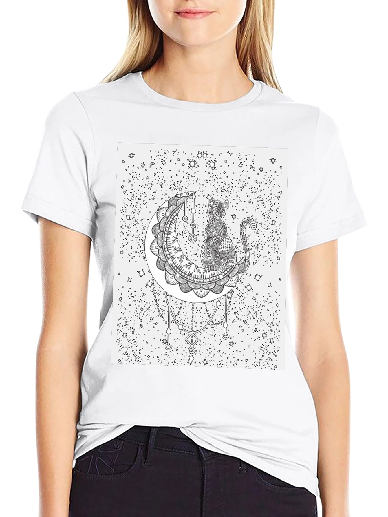 Cat on the Moon Graphic T-Shirt