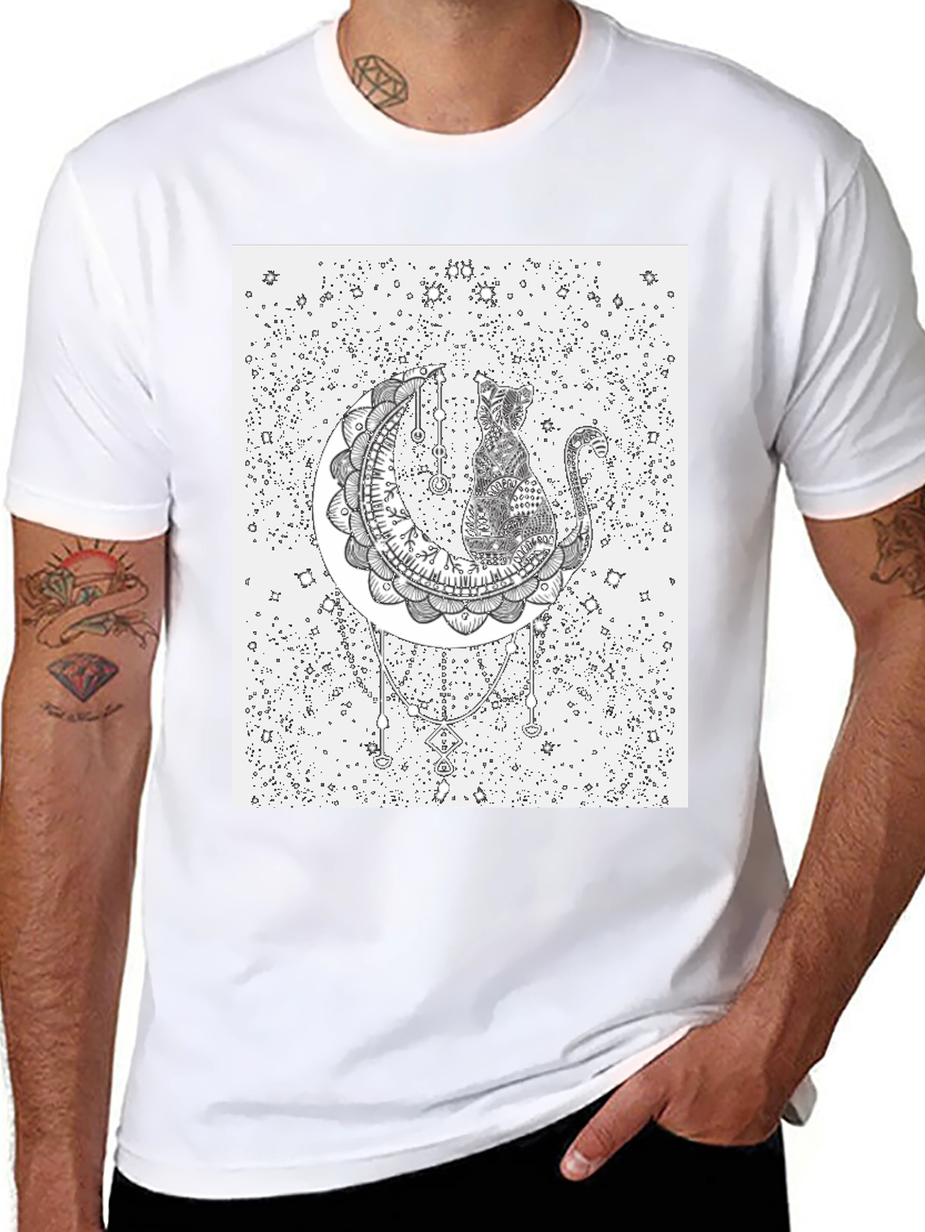 Cat on the Moon Graphic T-Shirt