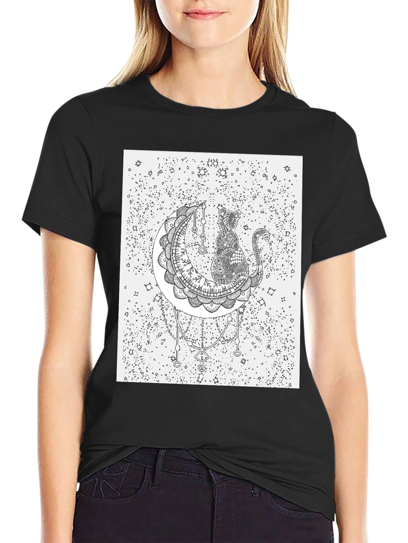 Cat on the Moon Graphic T-Shirt