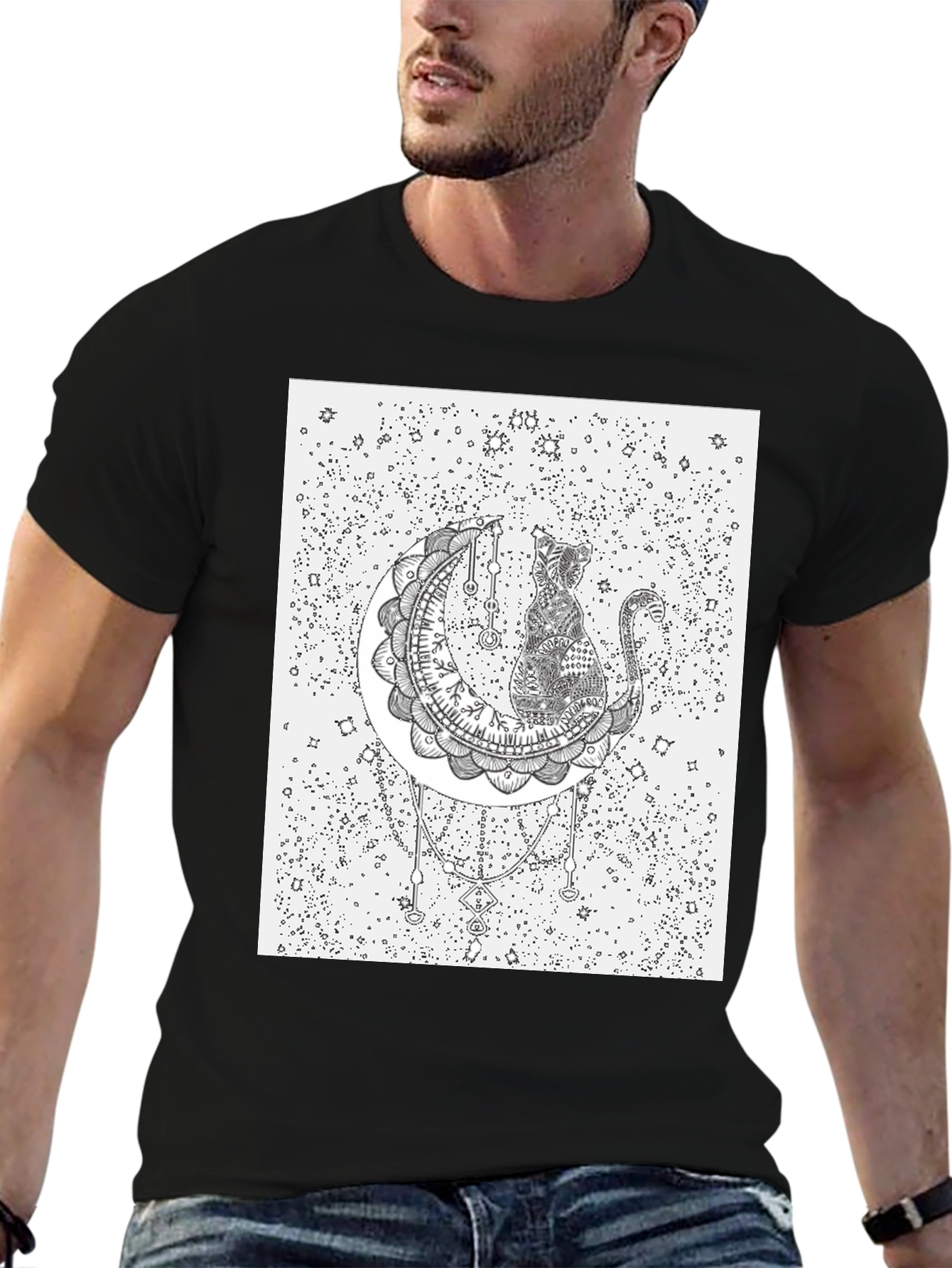 Cat on the Moon Graphic T-Shirt